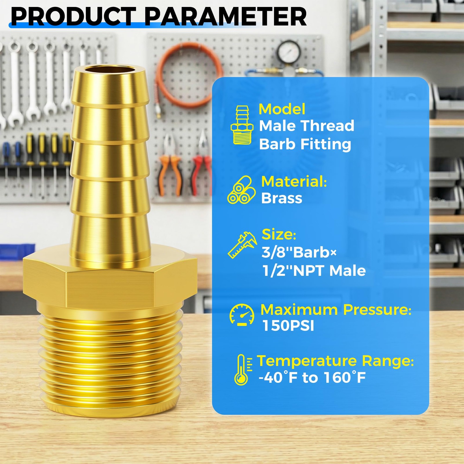 Brass Hose Barb Fitting 3/8 Inch Barb to 1/2 Inch Male NPT …
