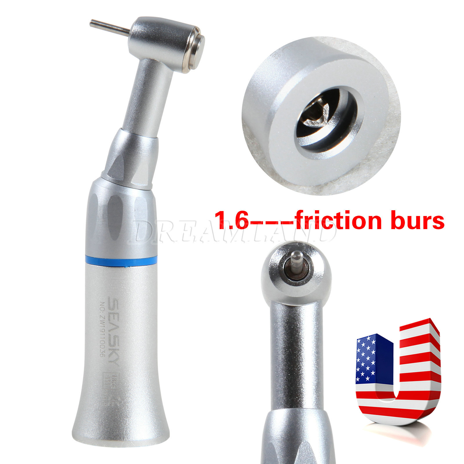 Dental Low Speed Contra Angle Handpiece Fit FG 1.6mm Burs Push Button USA
