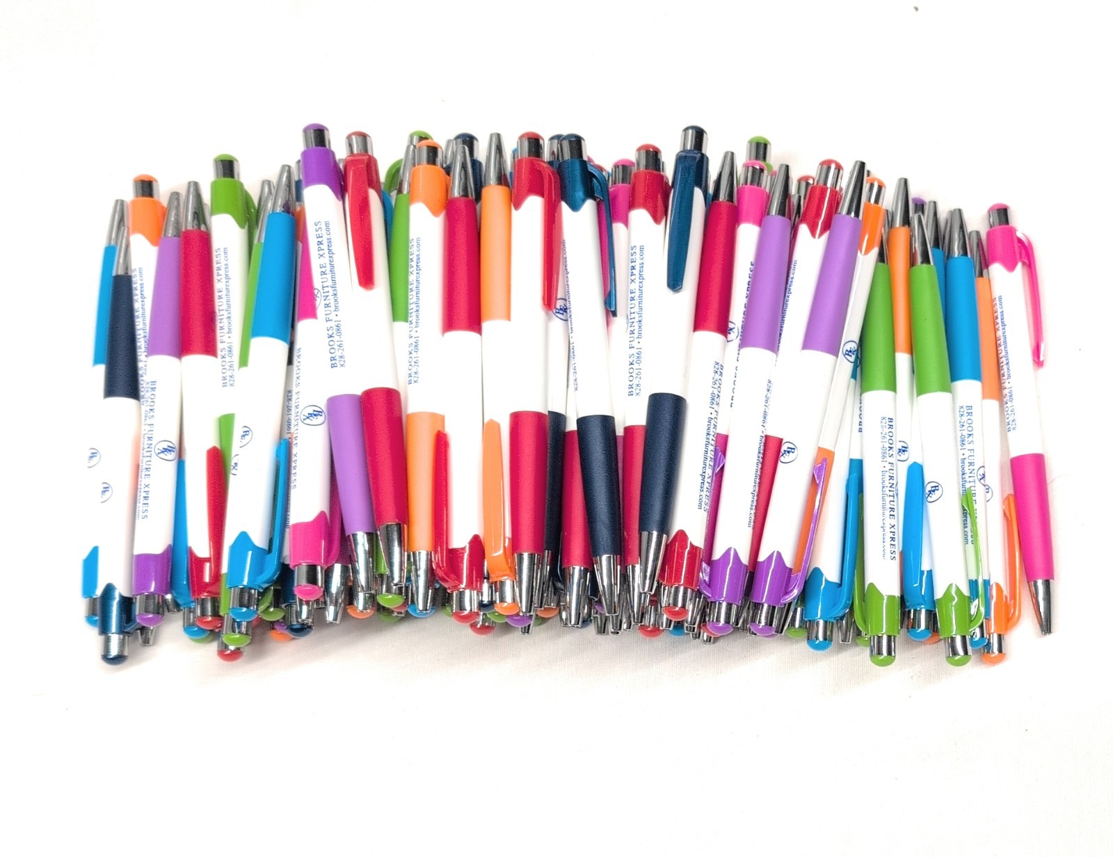 100ct Bulk Lot Misprint Rubber Grip Click Pens MARDI GRAS Hub Pen: MULTI COLOR