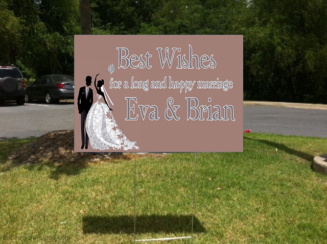 Wedding Marriage Congratulations Best Wishes Custom Plastic Yard Sign w/ Stakes