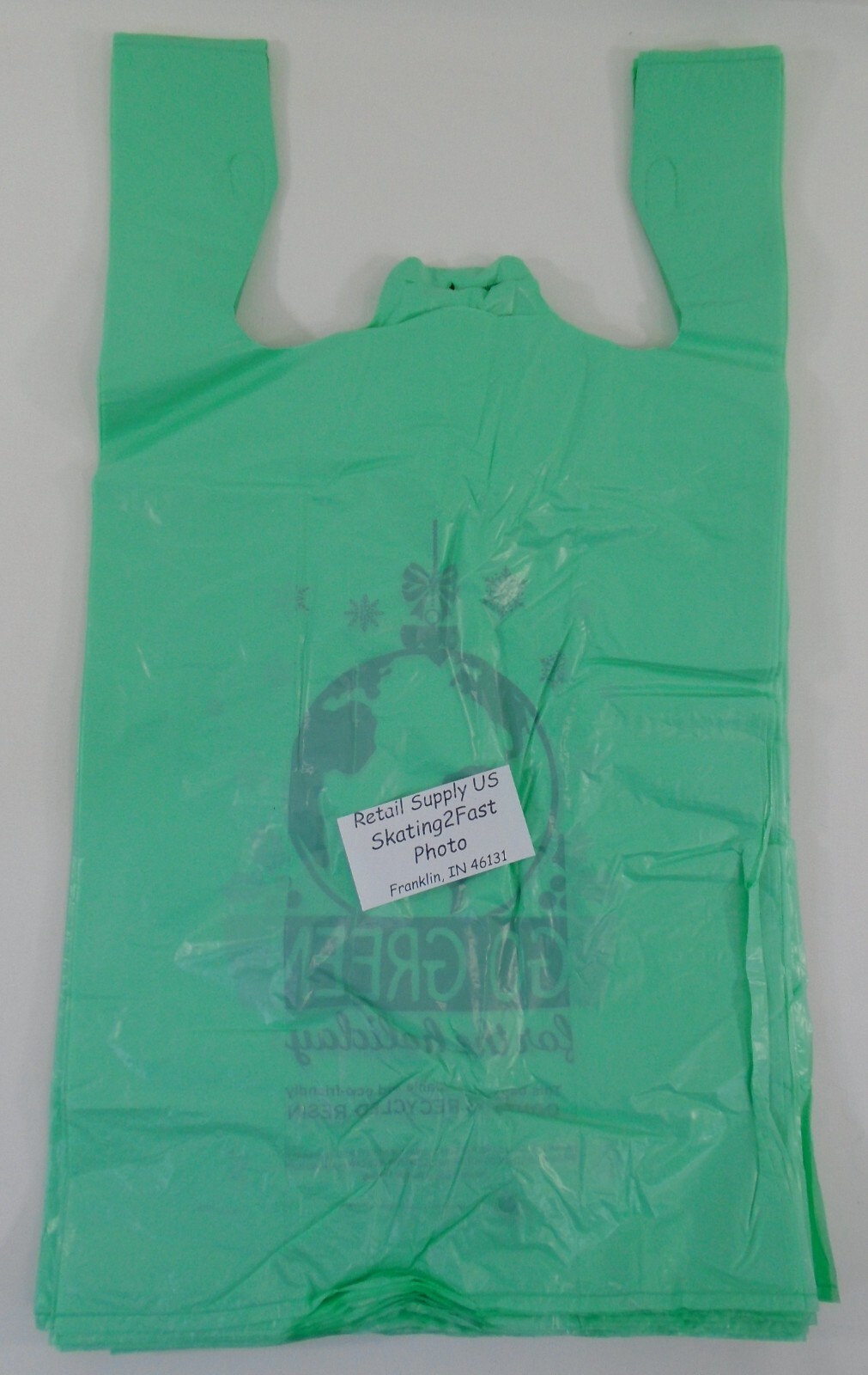 Go Green Holiday Degradable 100 Qty. Plastic T-Shirt Bags Handles 11″x6″x21″