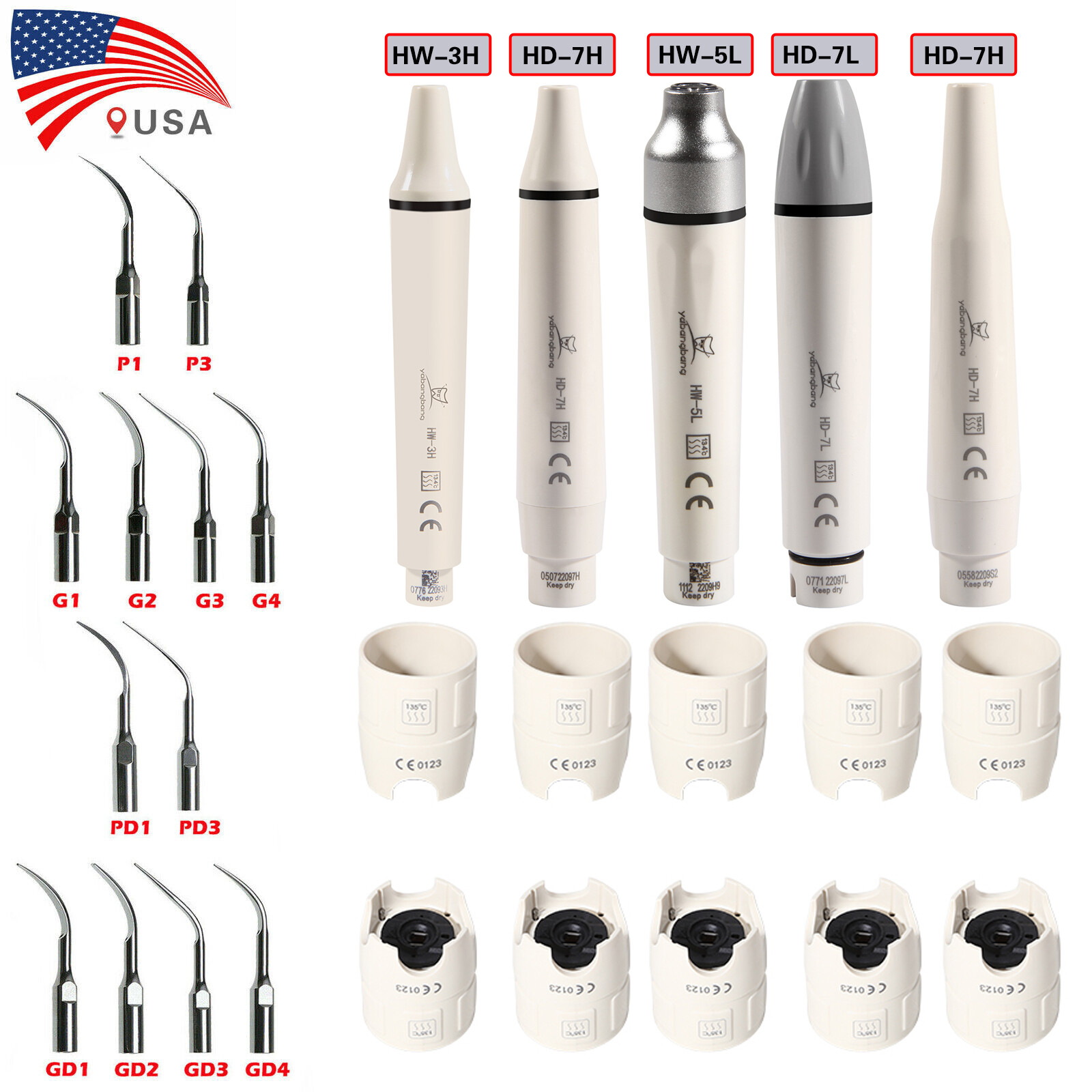 Dental Ultrasonic Piezo Scaler Handpiece LED/Tip Fit EMS/Cavitron/DTE/SATELEC US