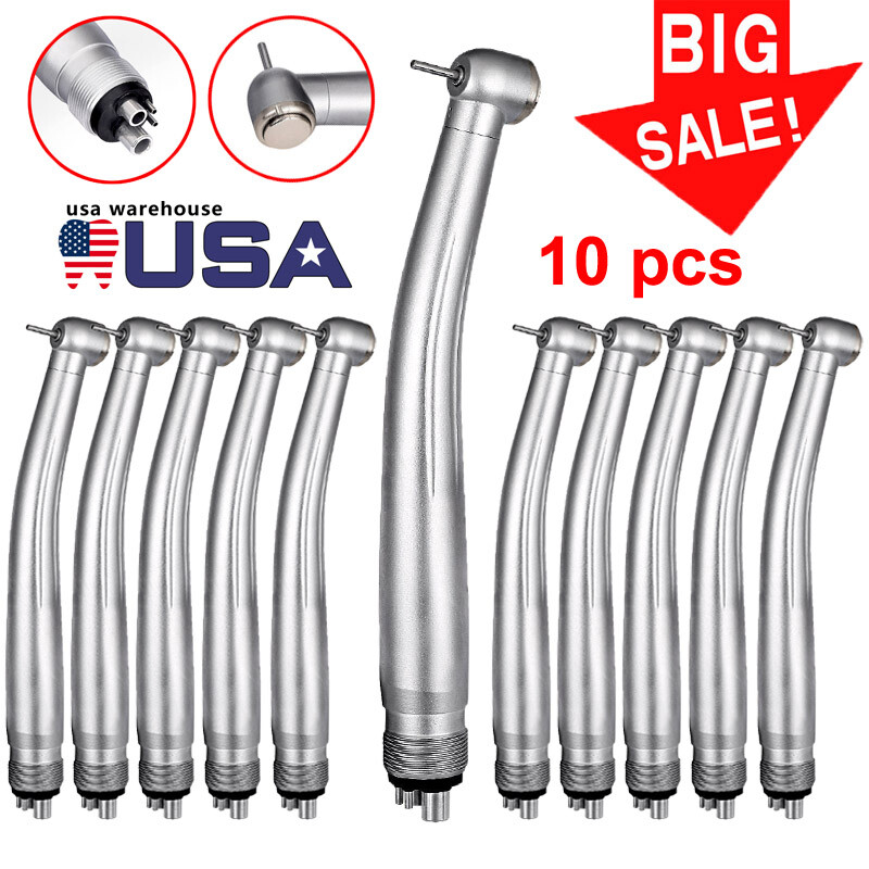 10pcs Dental Fast High Speed Handpiece Standard Push Button Single Spray 4 Holes
