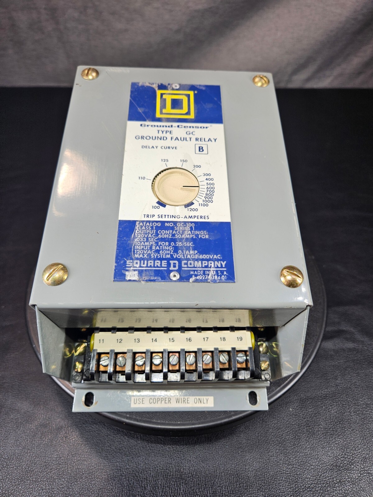 Square D Ground-Censor Type GC Ground Fault Relay No GC-100 120V FAST SHIP!?✅