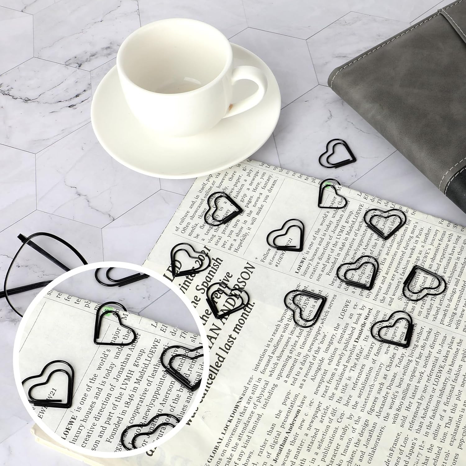 100 PCS Love Heart Shaped Paper Clips, Decorative Paper Clips, Heart Paper Cl…