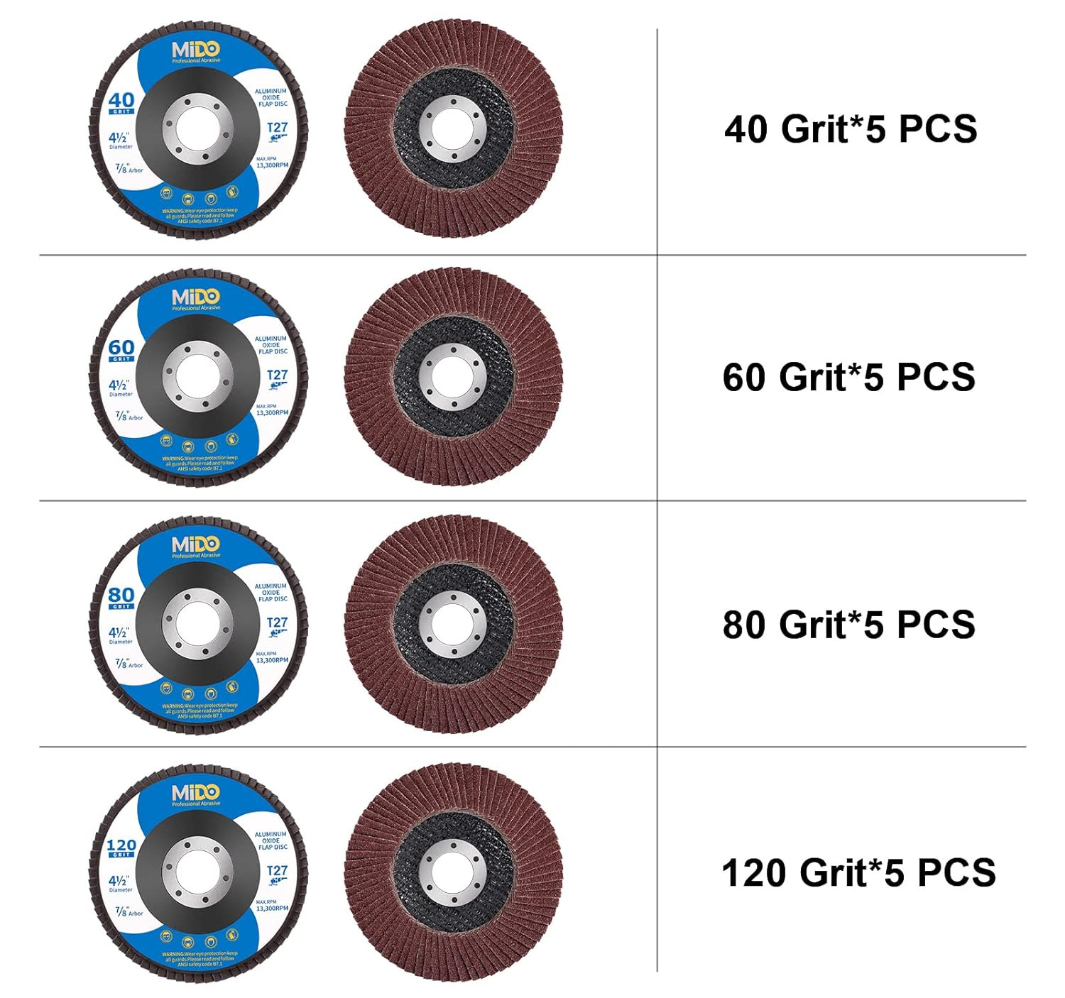 20 Pack Flap Discs 4.5 X 7/8″ Grinding Wheel T27 Flapper Wheel for Die Angle NEW
