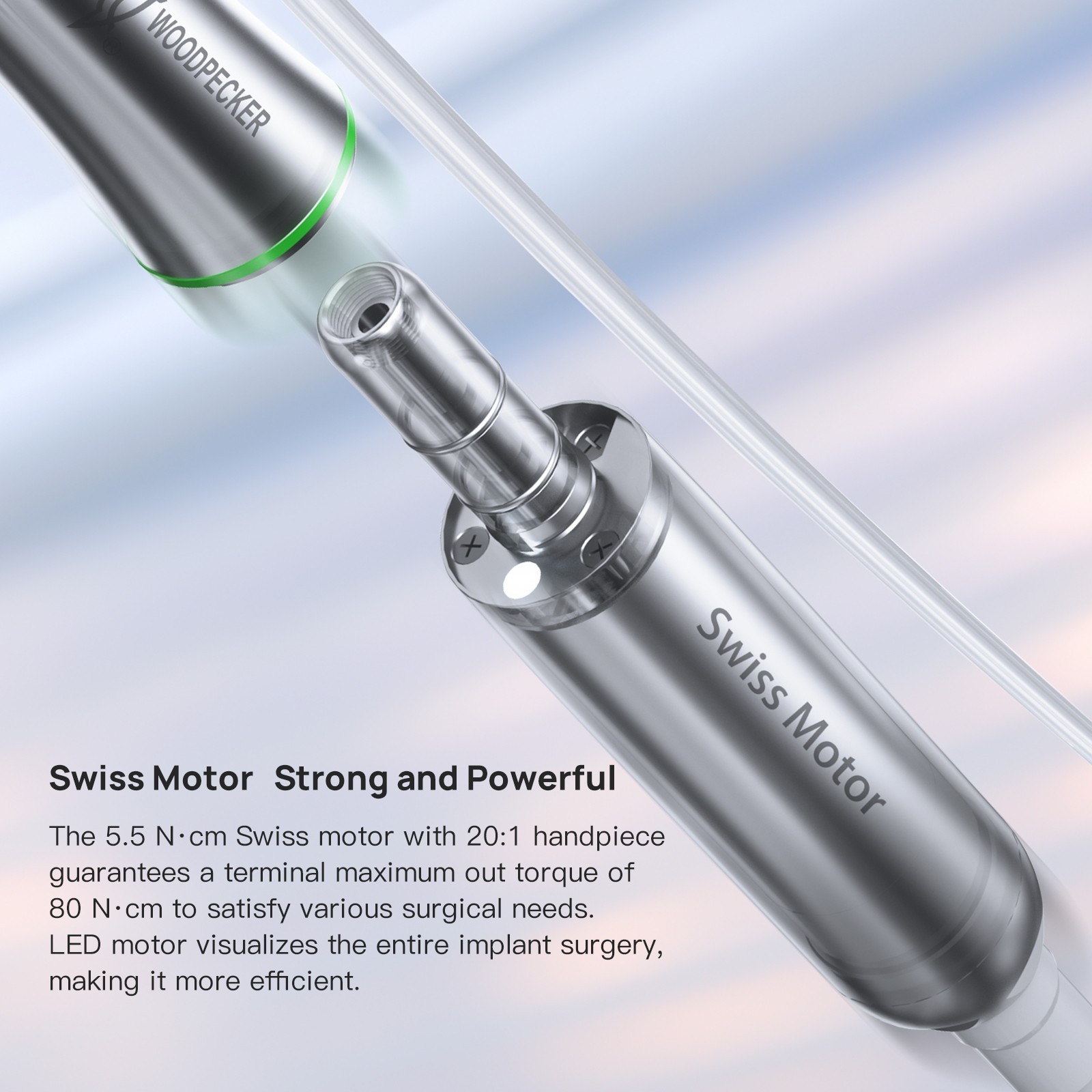 Woodpecker Dental Brushless Implant Air Motor 20:1 LED Contra Angle Handpiece
