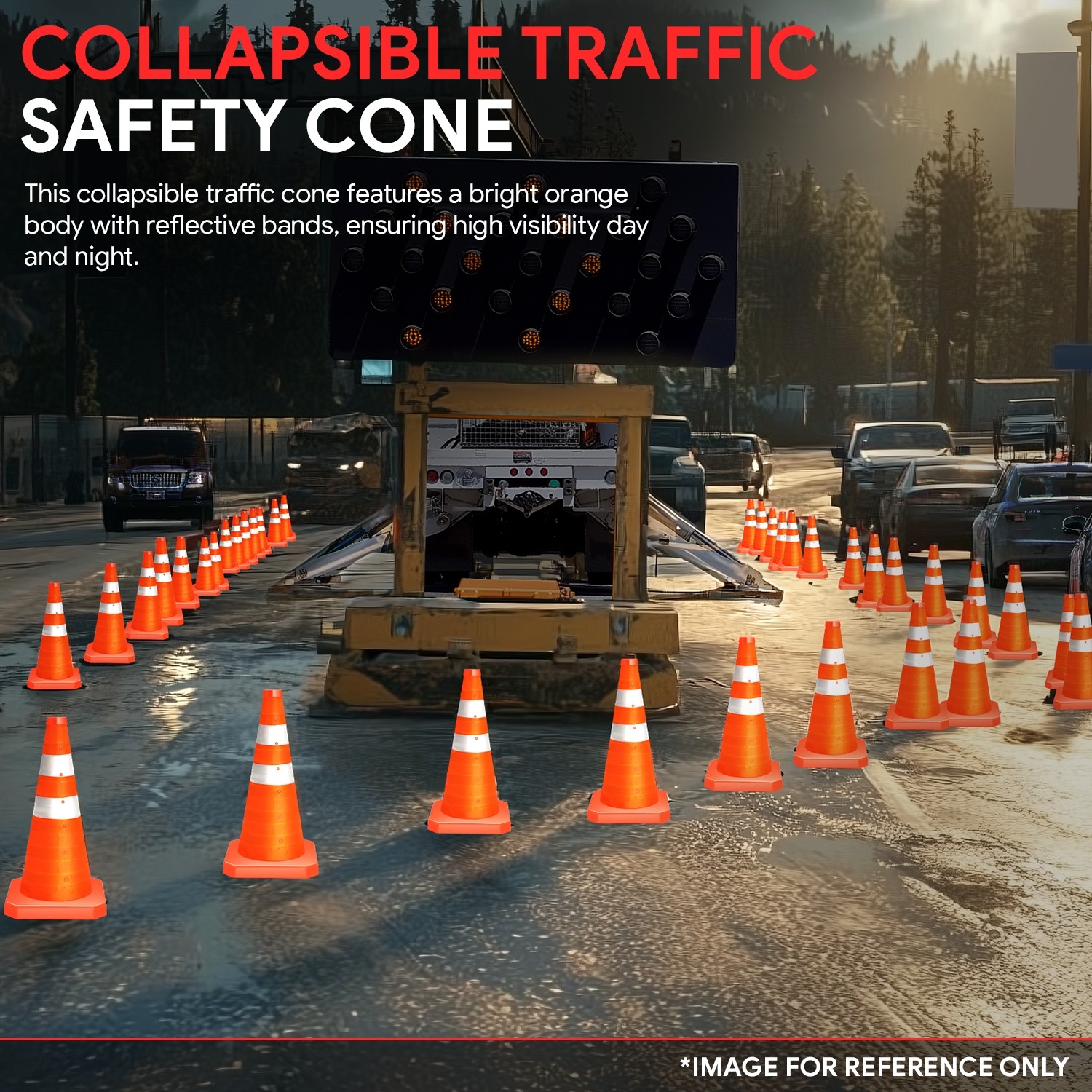 2 Pack 18 Inch Foldable Collapsible Traffic Safety Cones with Heavy-Duty Base