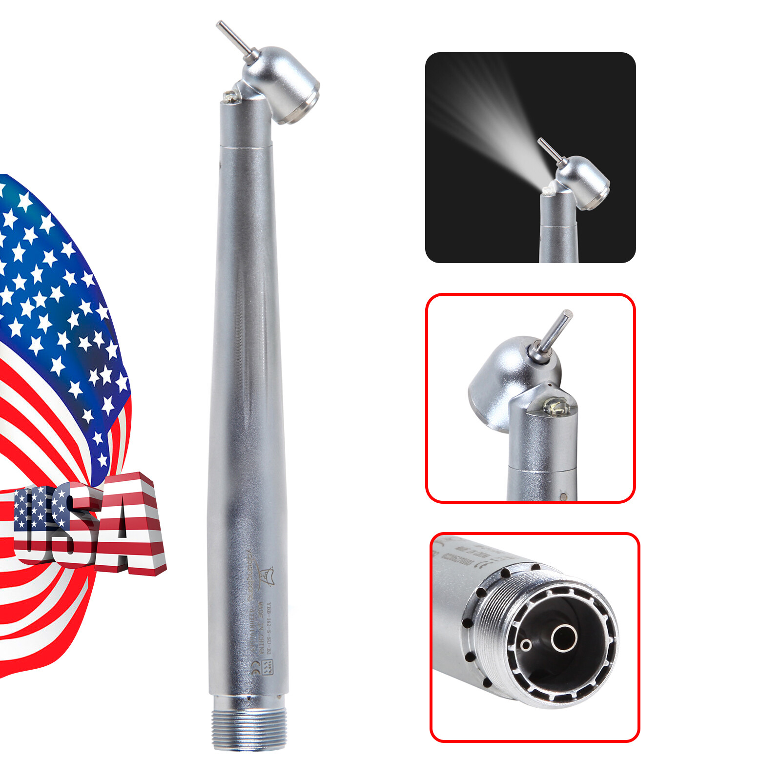 1-10 Pieza de Mano Dental de Fibra Óptica Estilo NSK Turbina 45° LED 2 Agujeros