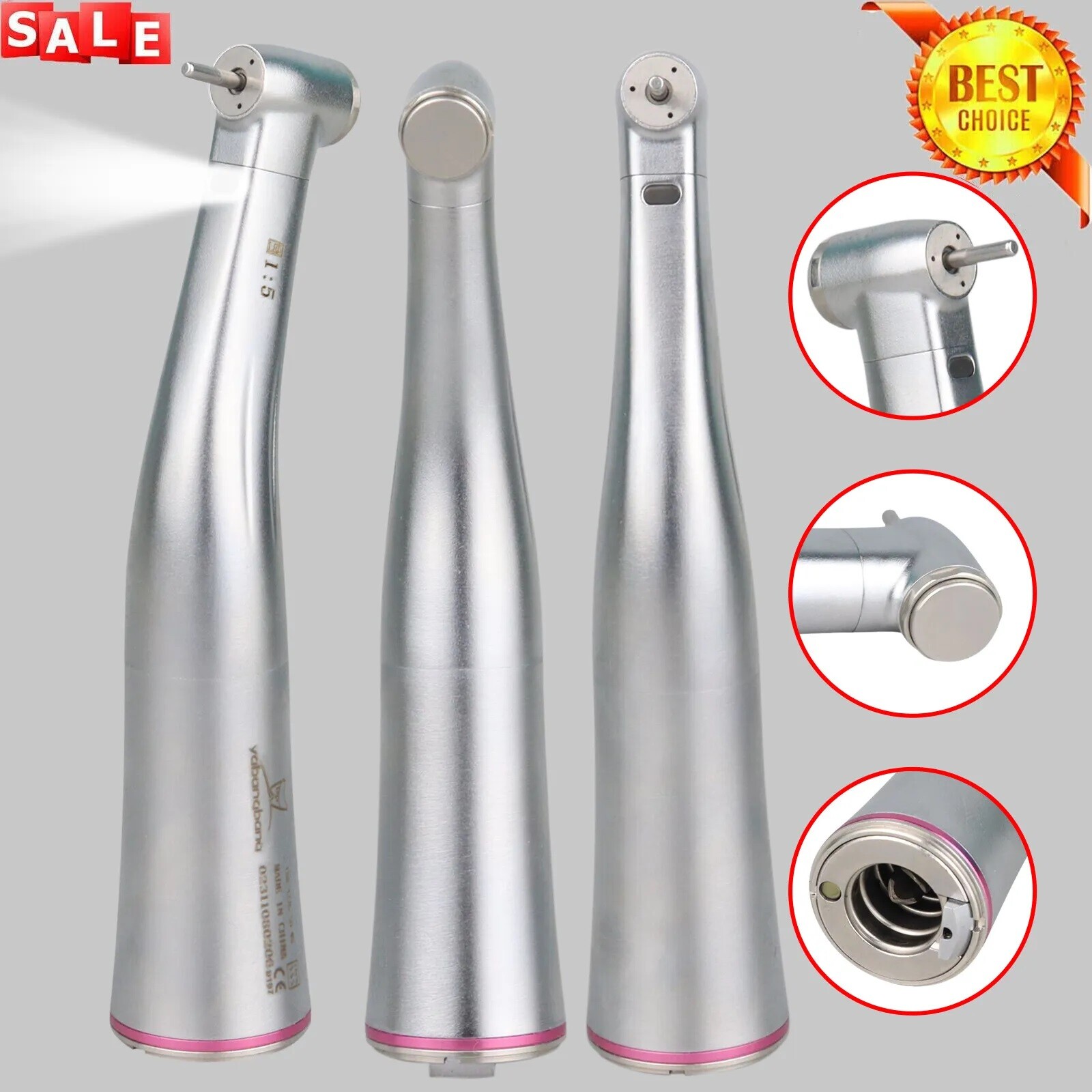 Dental 1:5 LED Fiber Optic Contra Angle Handpiece Electric Fit NSK Ti-MAX X95L