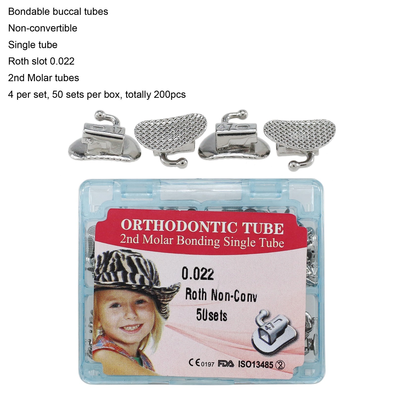 Dental Orthodontic Buccal Tubes 1st 2nd Molar Bondable Tube Roth MBT 022 Single