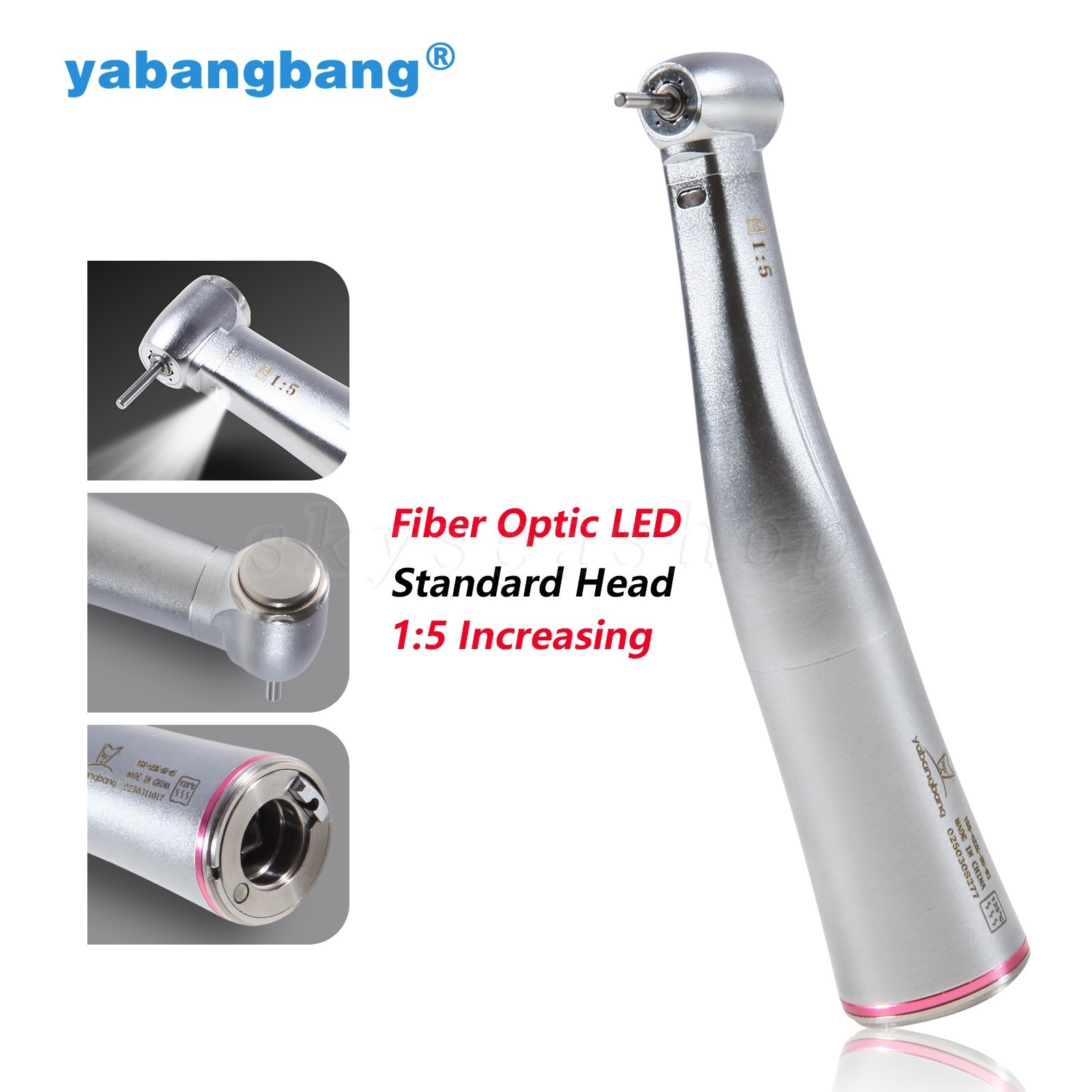 Dental Optic Fiber Contra Angle 1:5 LED Increasing Speed Handpiece /Rotor