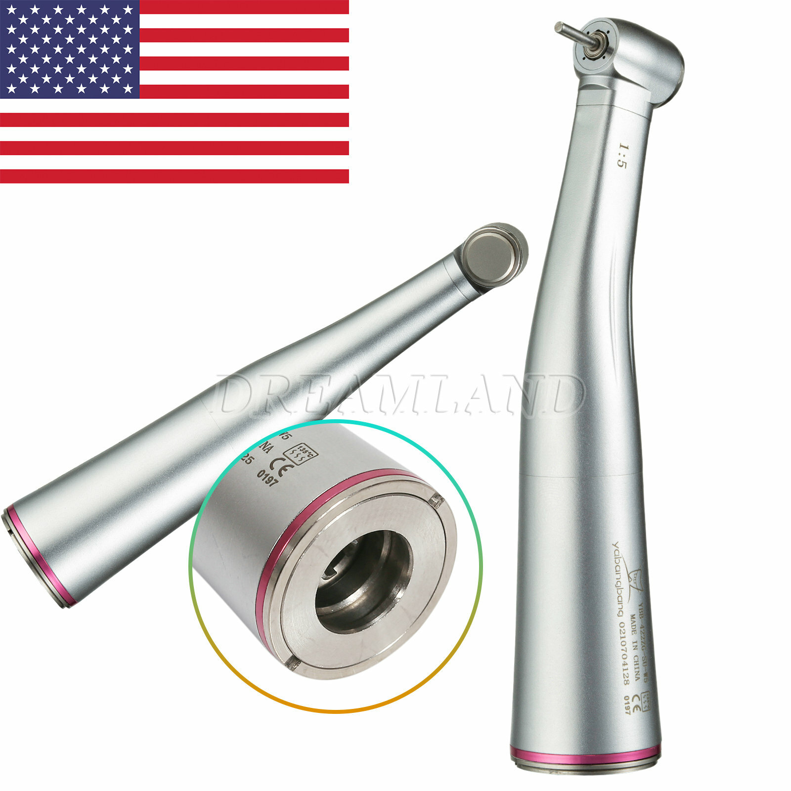 1-4pc 1:5 (LED Fiber Optic) Contra Angle Increasing Dental Handpiece YBB E-TYPE
