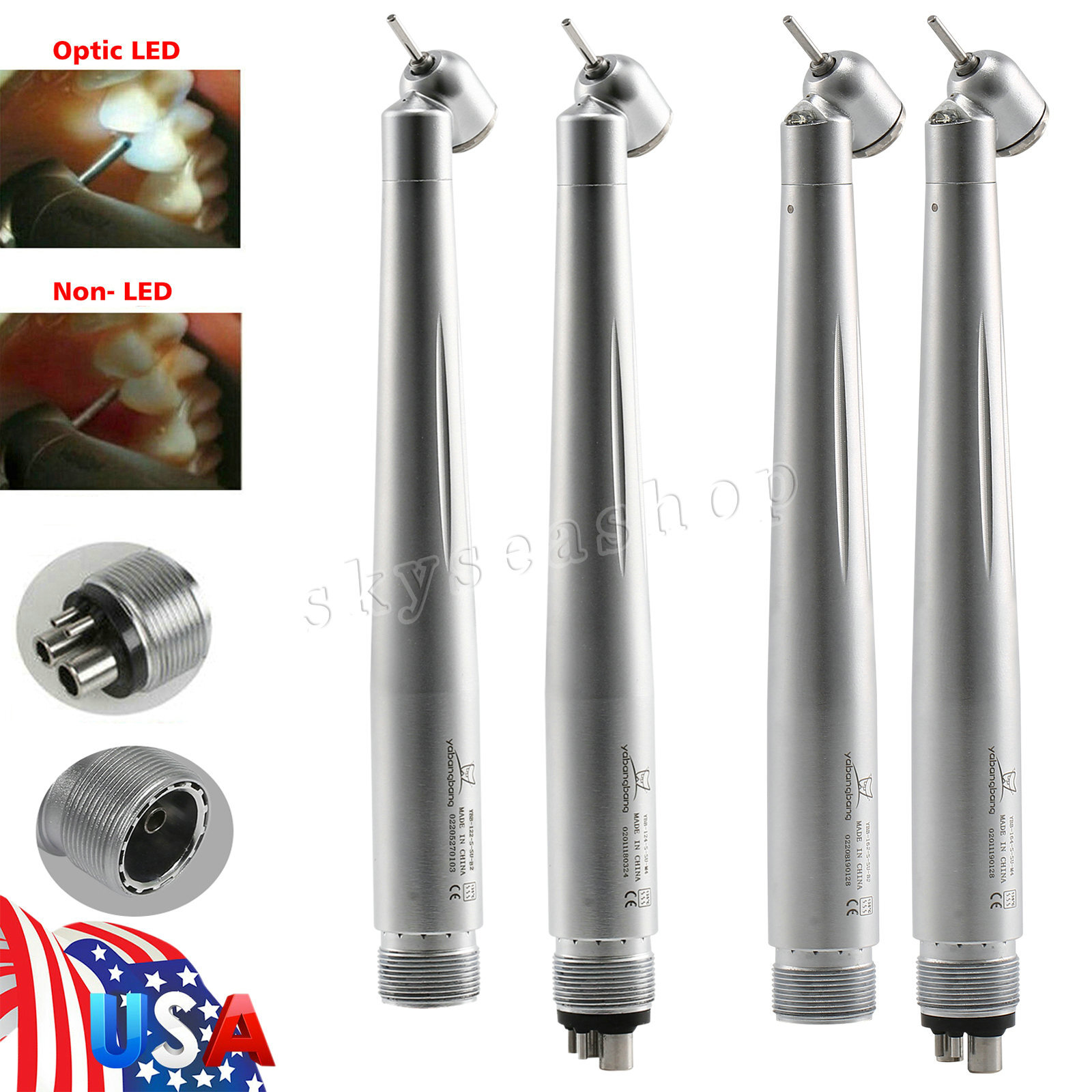 Dental 45° LED E-generator/No-LED High Speed Surgical Handpiece 2/4H/ Rotor Tr