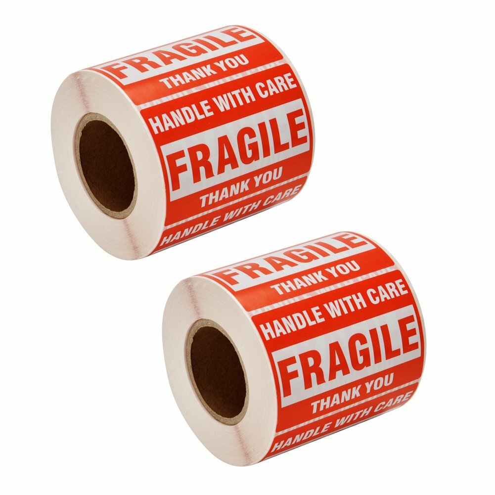 1000 Fragile Stickers 2×3 Handle with Care Thank You 500 / Roll Warning Labels