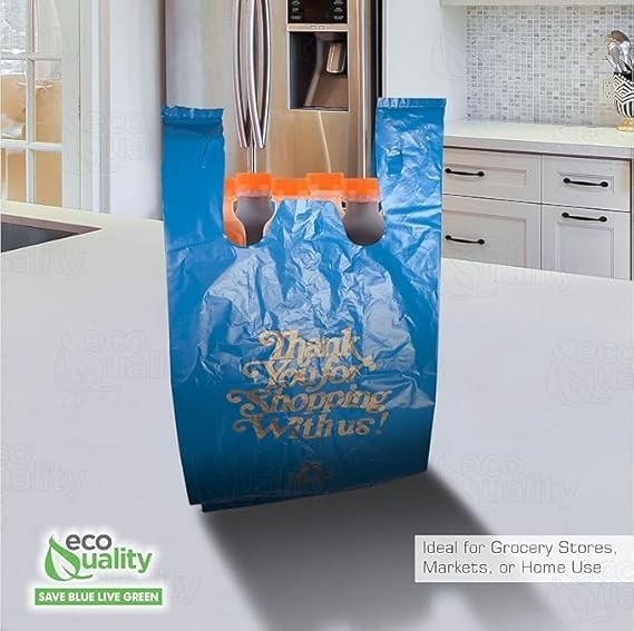 12×6.5×22 Inches Blue Plastic Shopping Bags for Grocery Takeout Retail 480 Pcs