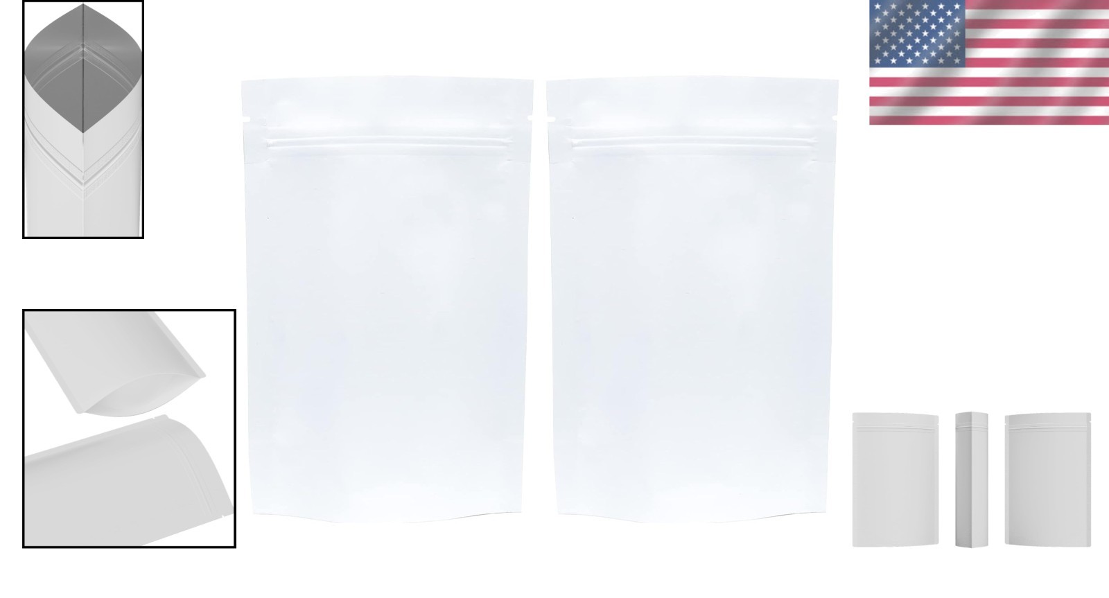 100 Matte Double-Sided Resealable Bags, White