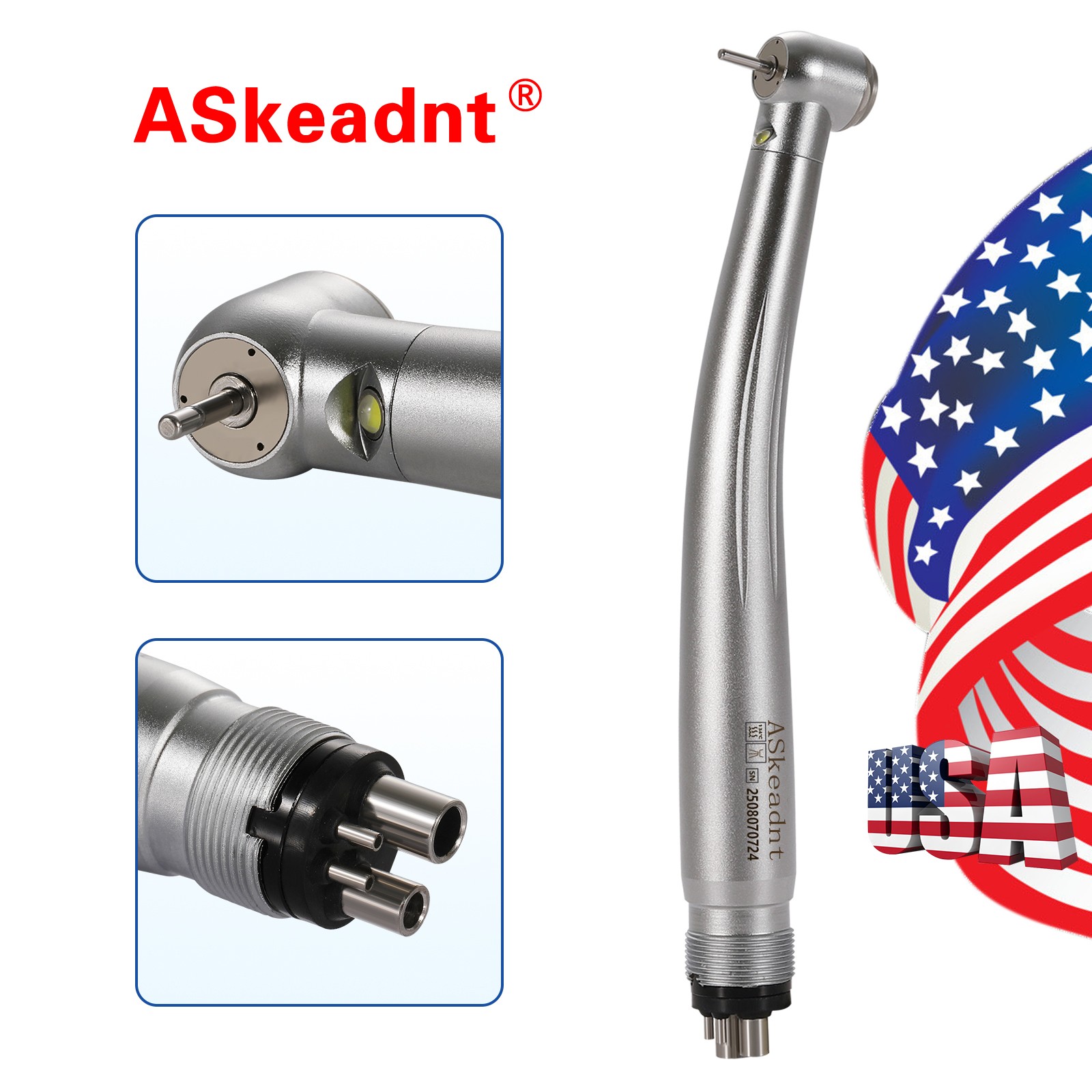 1/5/10Pcs Dental Fiber Optic LED E-generator Handpiece Triple Water Spray