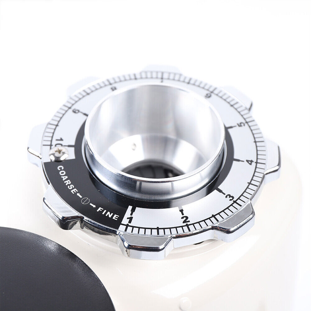64mm Flat Burr Coffee Grinder 350W 1.2kg Hopper White 200g Dispenser