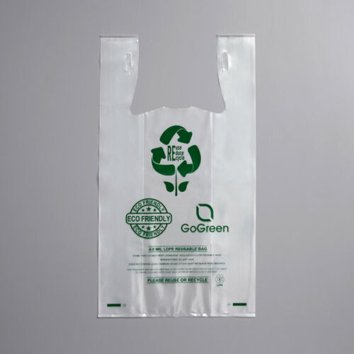 Bags 1/6 Large 21 x 6.5 x 11.5 2.25 M Clear Reusable Extra Heavy Plastic T-Shirt