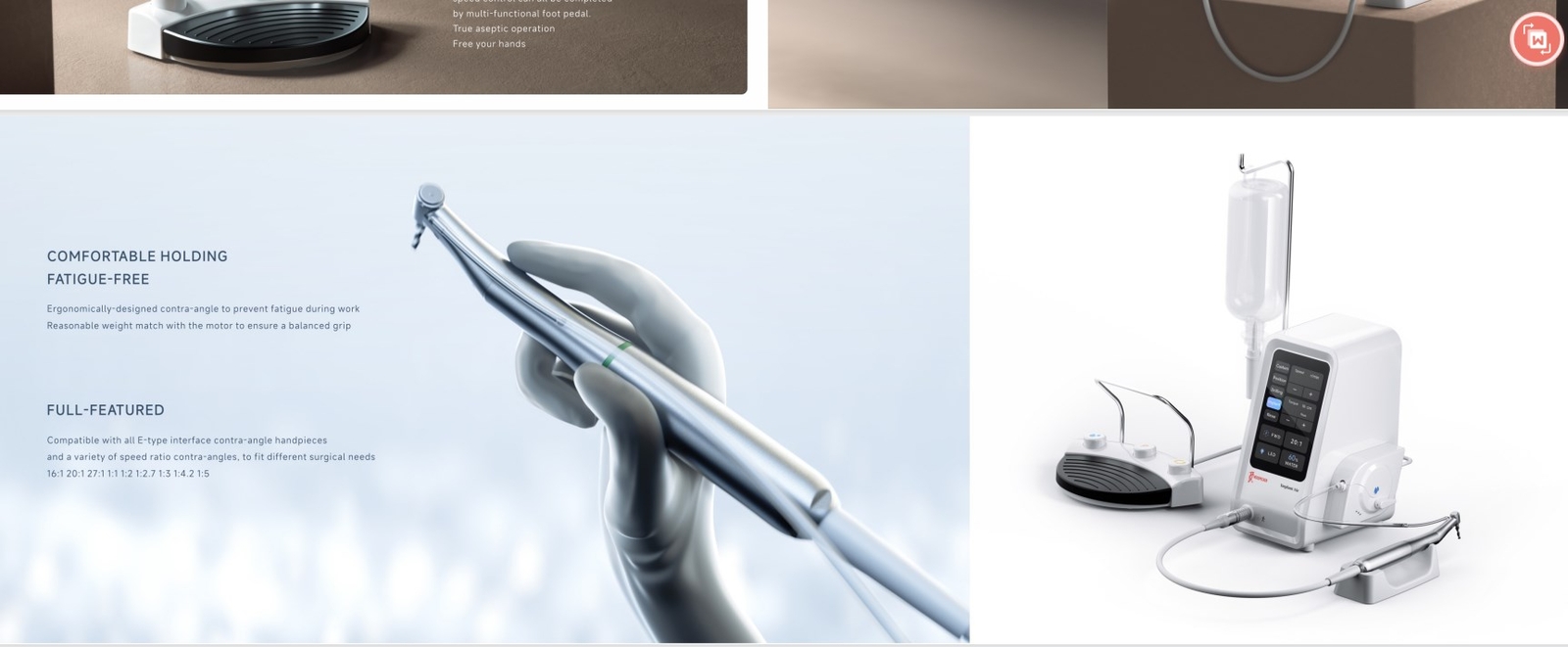 Woodpecker Implant Air Implant Motor & 20:1 LED contra-angle Handpiece