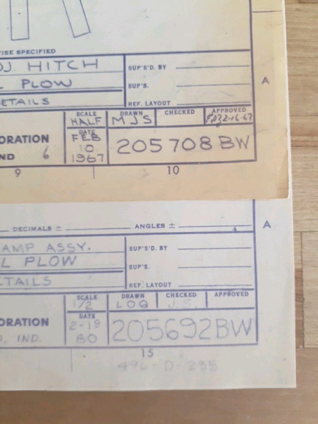 Set of 2 Oliver Corp. Factory Blueprints (1967 & 1980) – South Bend, IN Plant