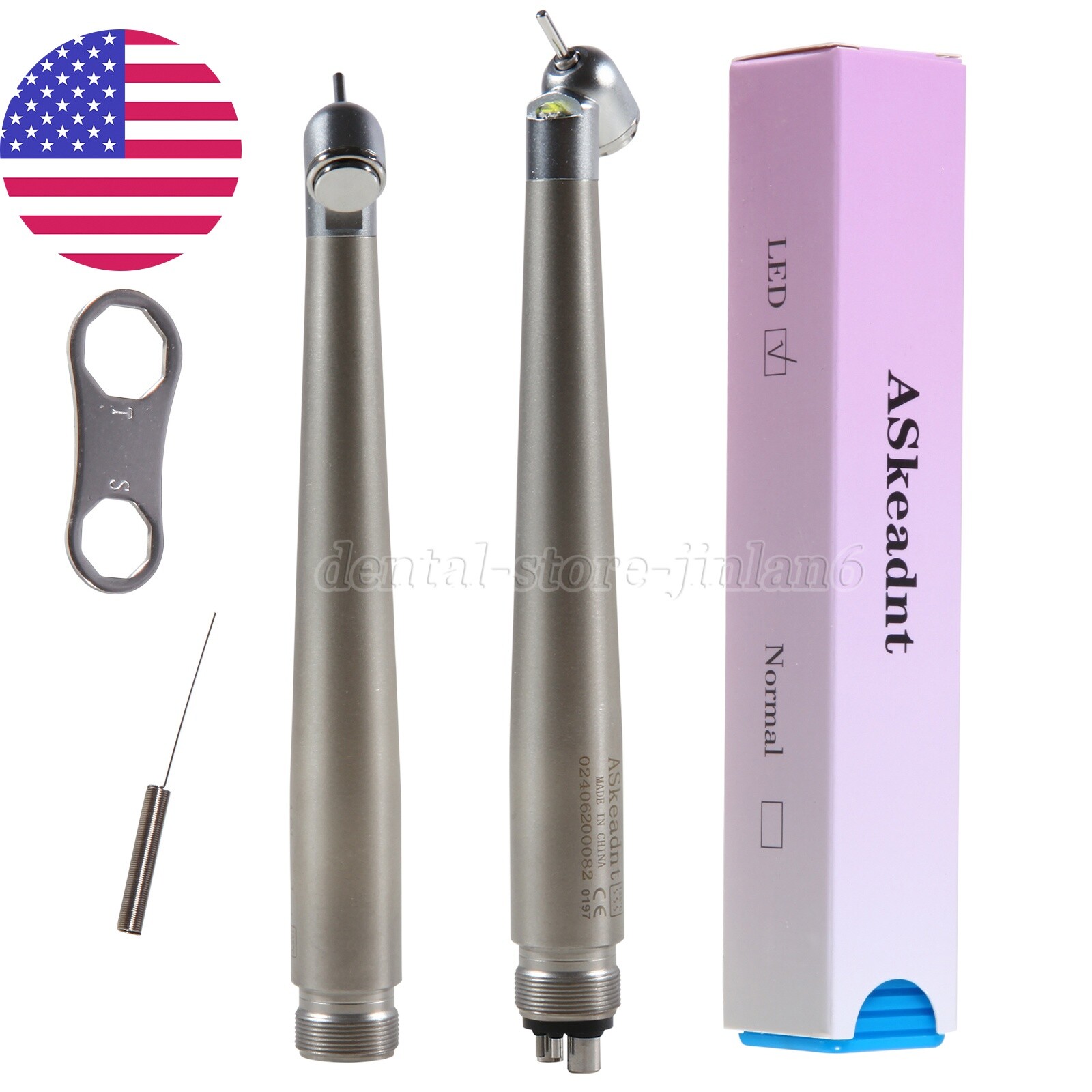 45° LED Light Dental PANA-MAX Push High Speed Handpiece Turbine 4/2H fo