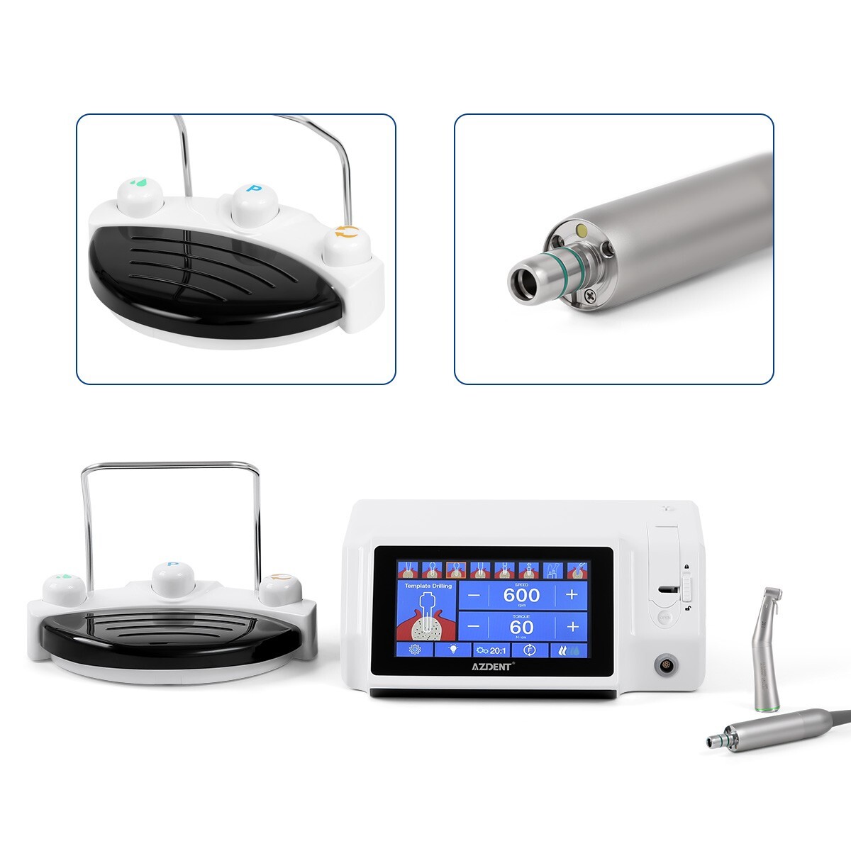 Dental Implant Surgical Brushless Motor Touch Screen With 20:1 LED Contra Angle
