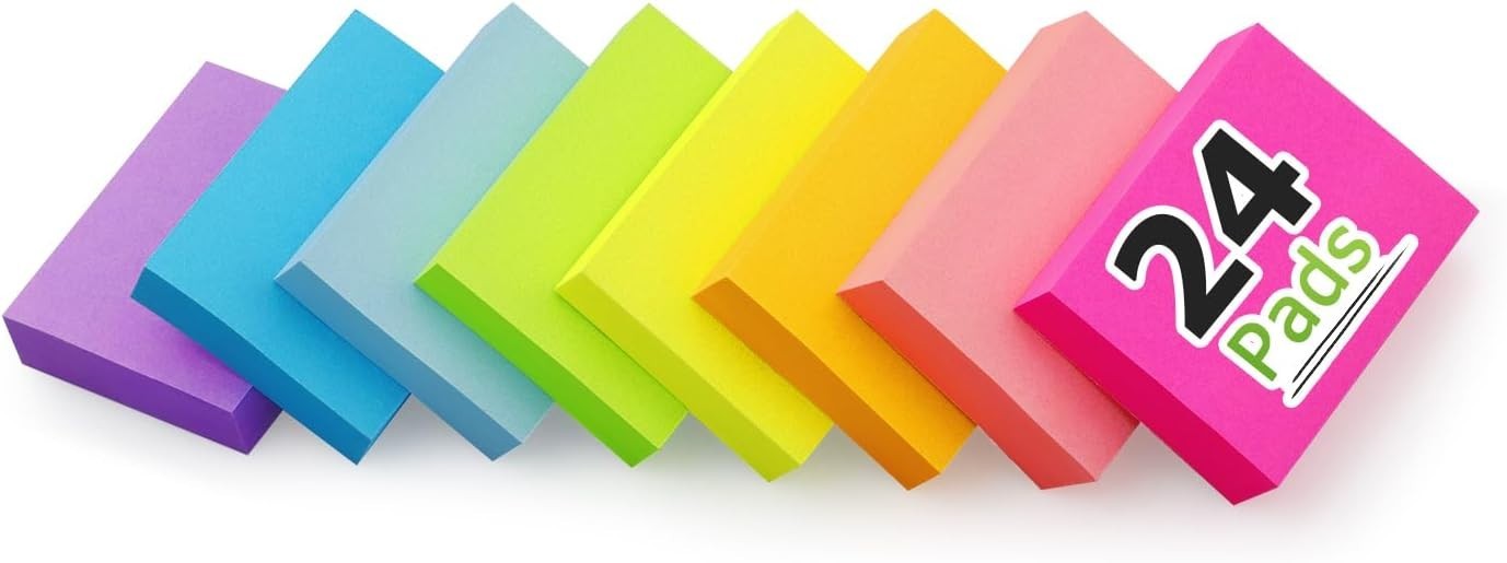 Bright Colored Sticky Notes 1.5×2 inch – 1920 Sheets for Easy Organization