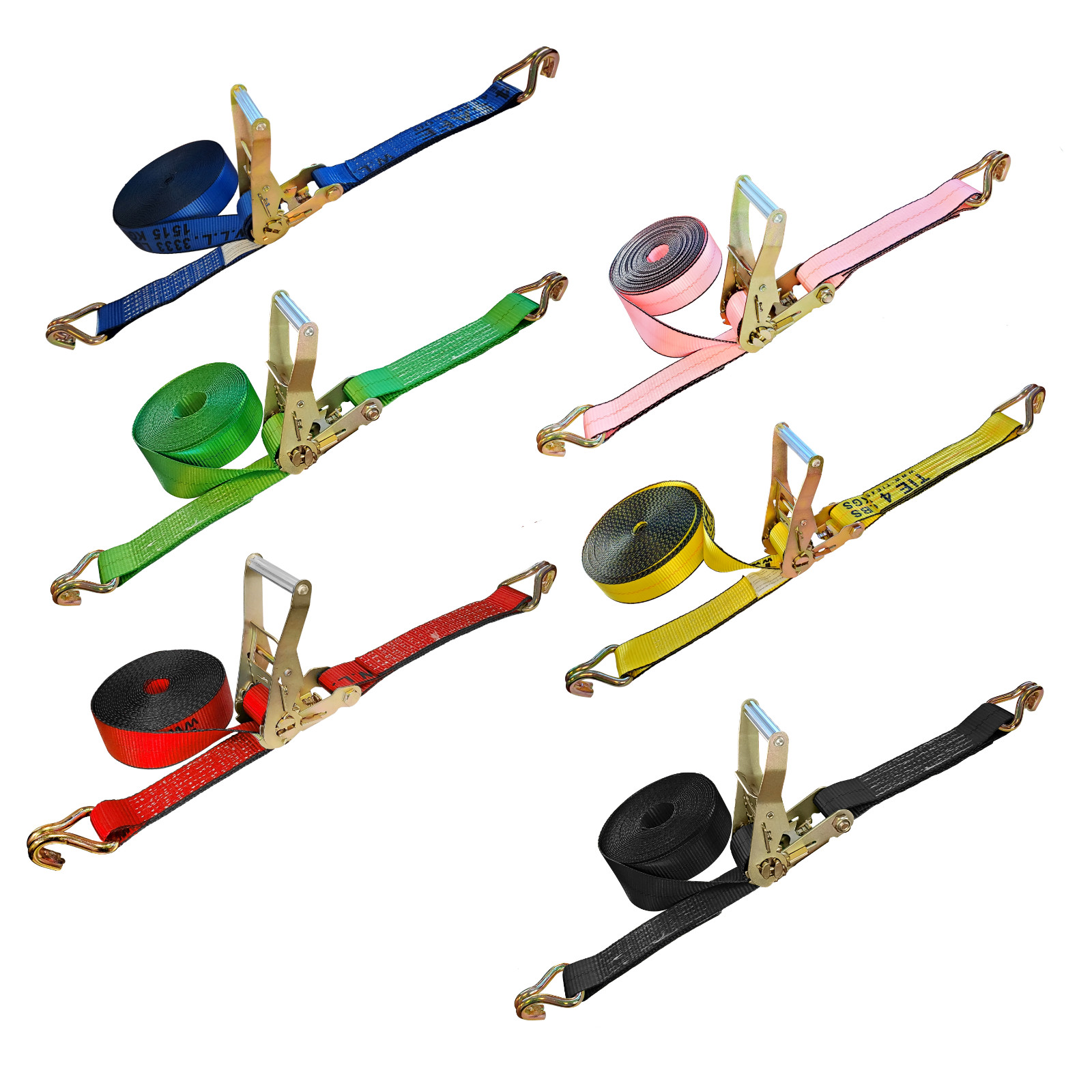 Heavy Duty 2″ x 30′ Ratchet Strap w/ J Wire Hook Flatbed Truck Trailer Tie Down
