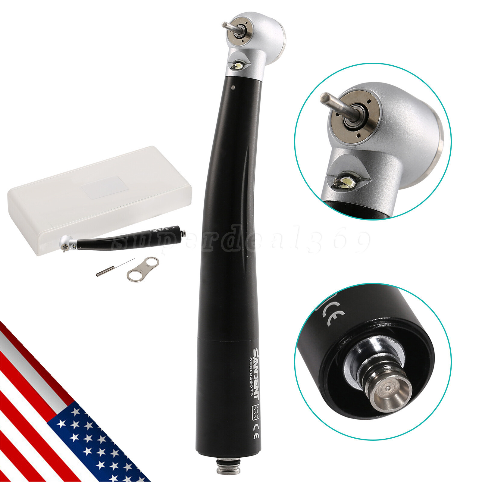 1-10pcs SANDENT Dental LED E-generator Triple Handpiece fit NSK 4 Hole Coupler
