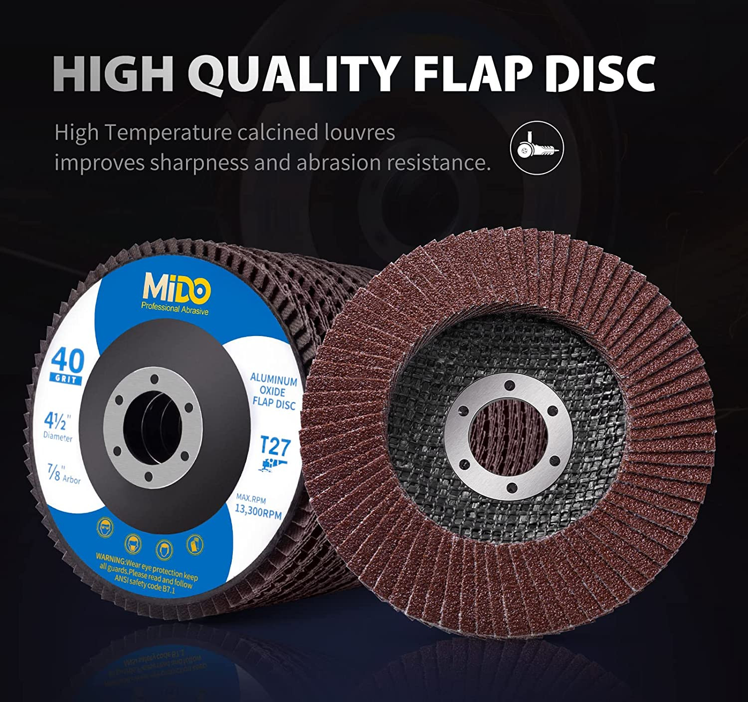 20 Pack Flap Discs 4.5? X 7/8? Grinding Wheel T27 Flapper Wheel for Die Angle US