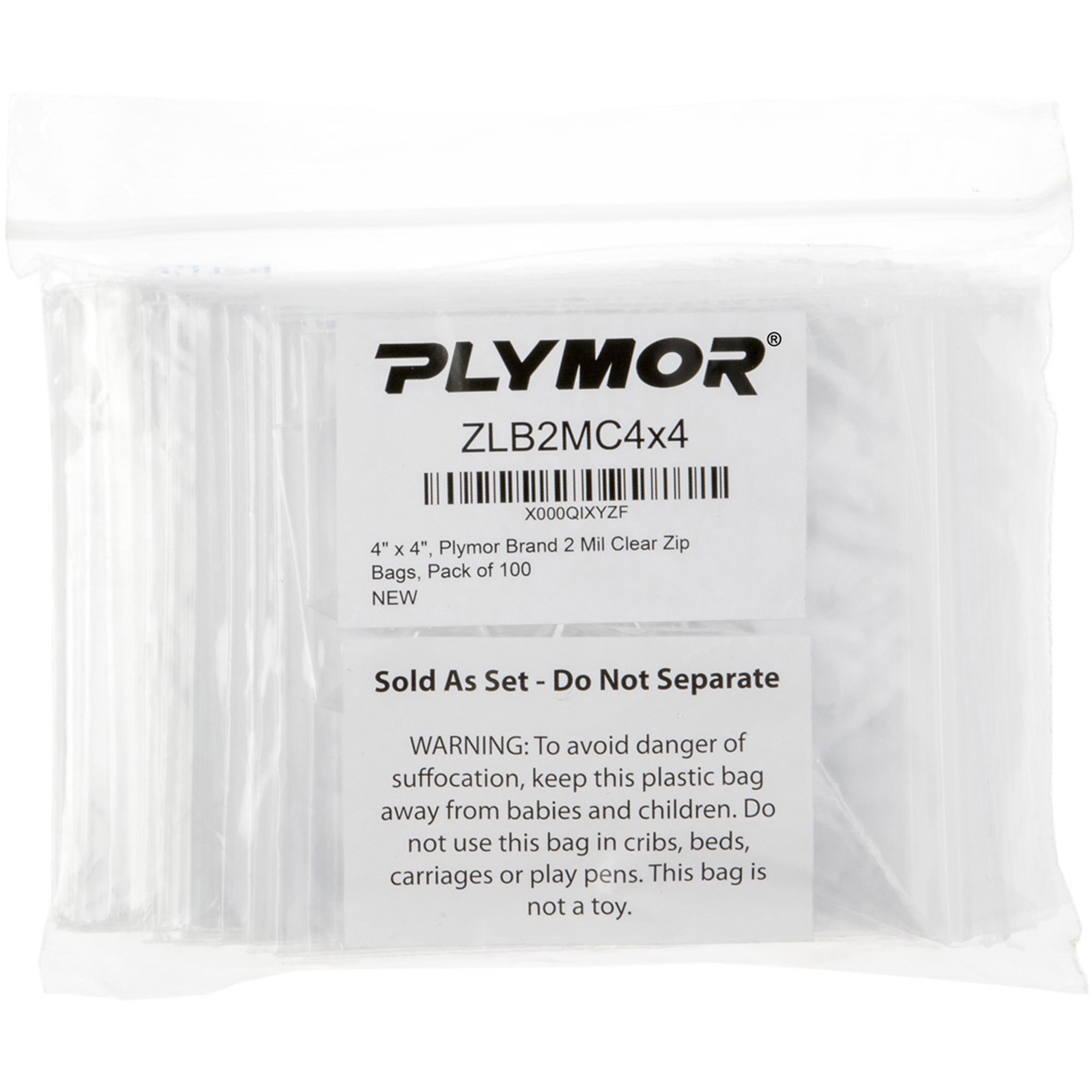 Plymor 4″ x 4″, 2 Mil Zipper Reclosable Plastic Bags