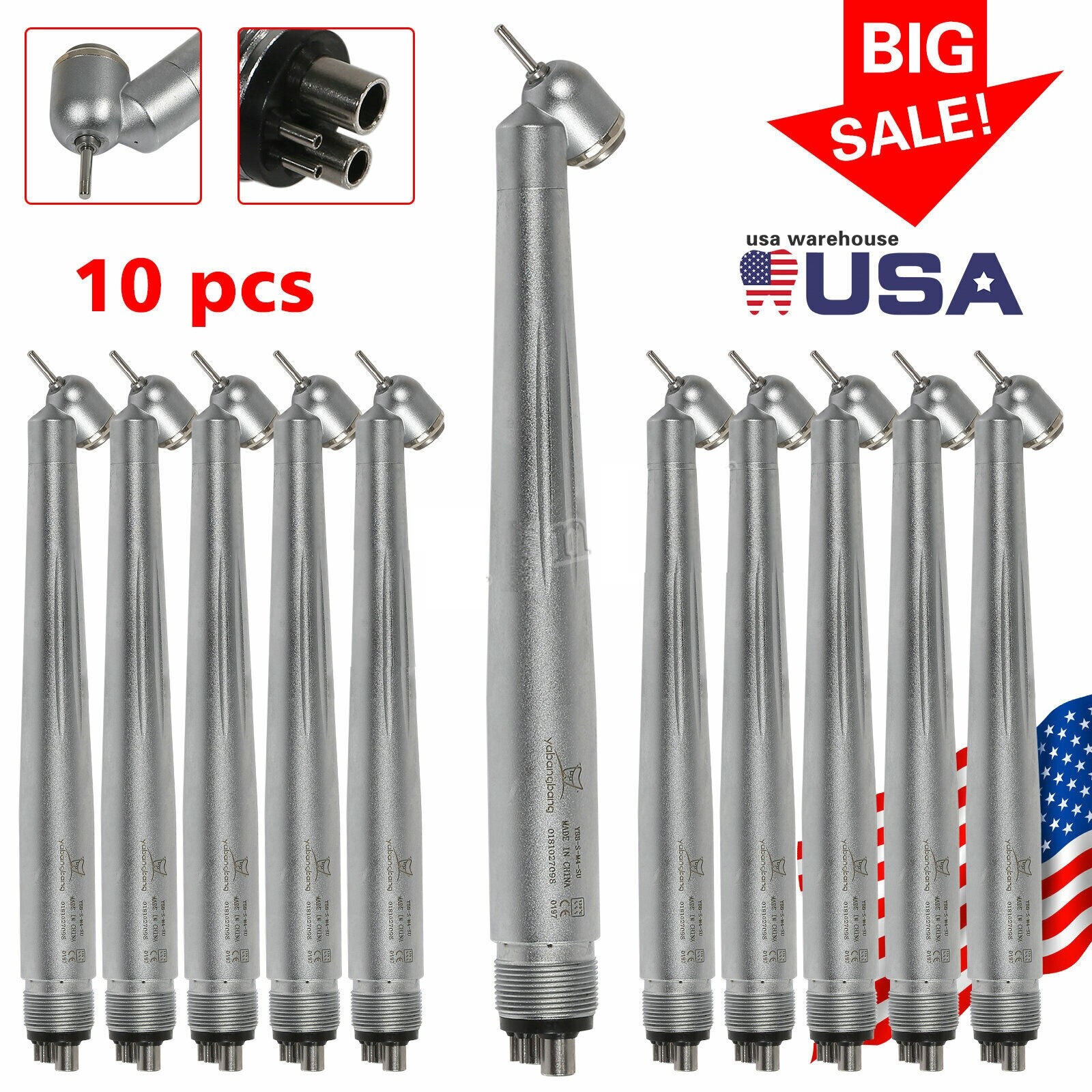 Dental 45° High Speed Handpiece Surgical Single Spray 4 Hole Push Button Fcn