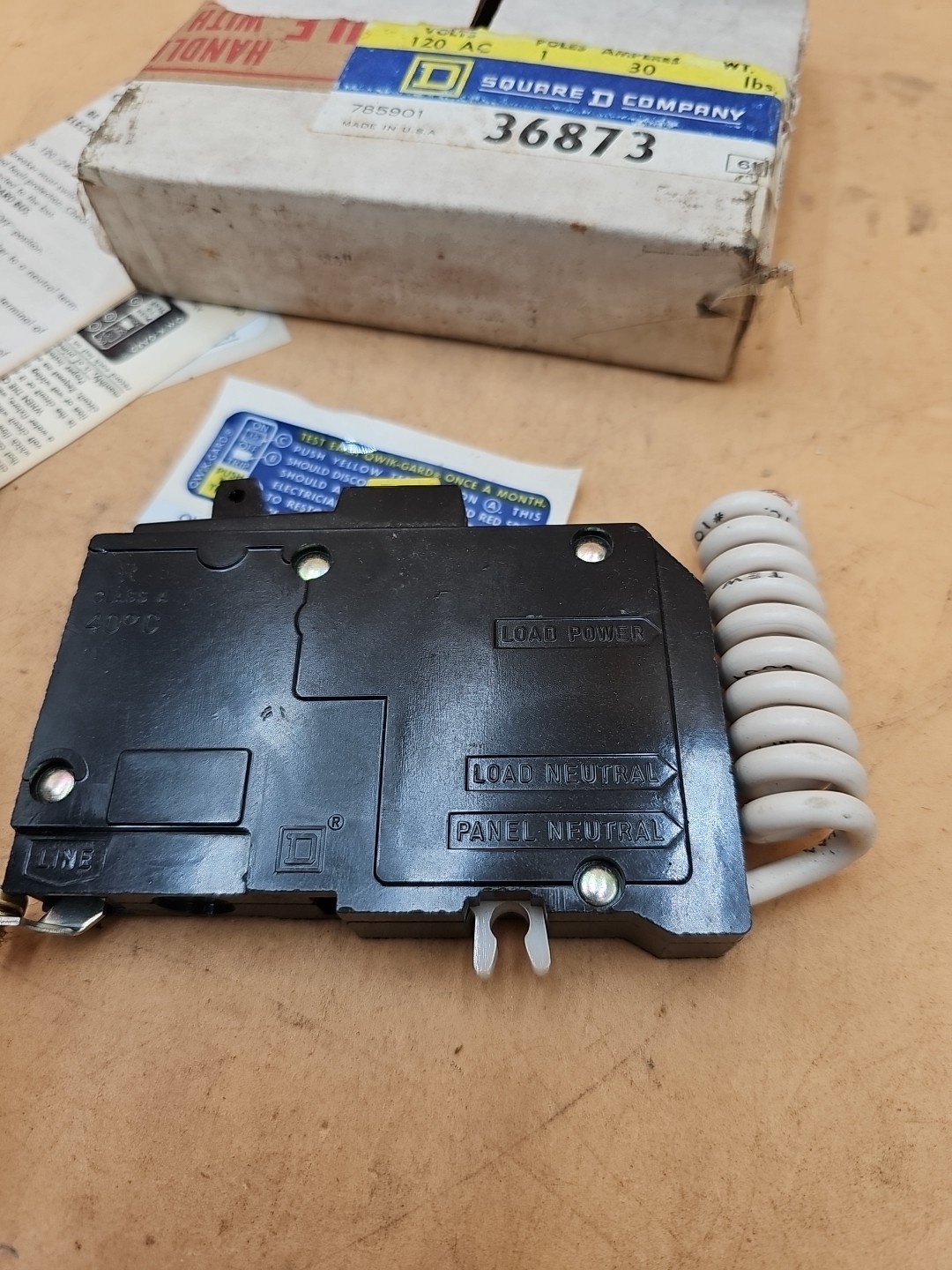 Square D QOB130GFI 1 Pole 30 Amp Type QOB Ground Fault Circuit Breaker