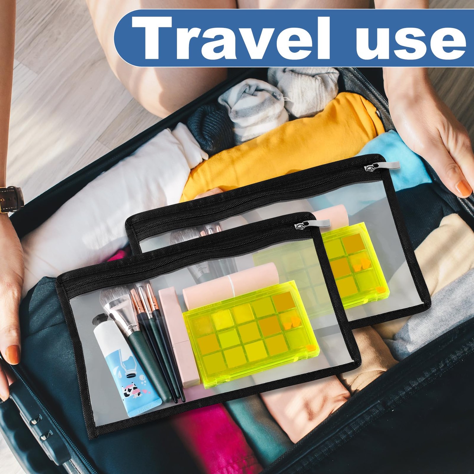 18 Pcs Clear Zipper Pouches, PVC Waterproof Cosmetic Organizer Bags, Document…