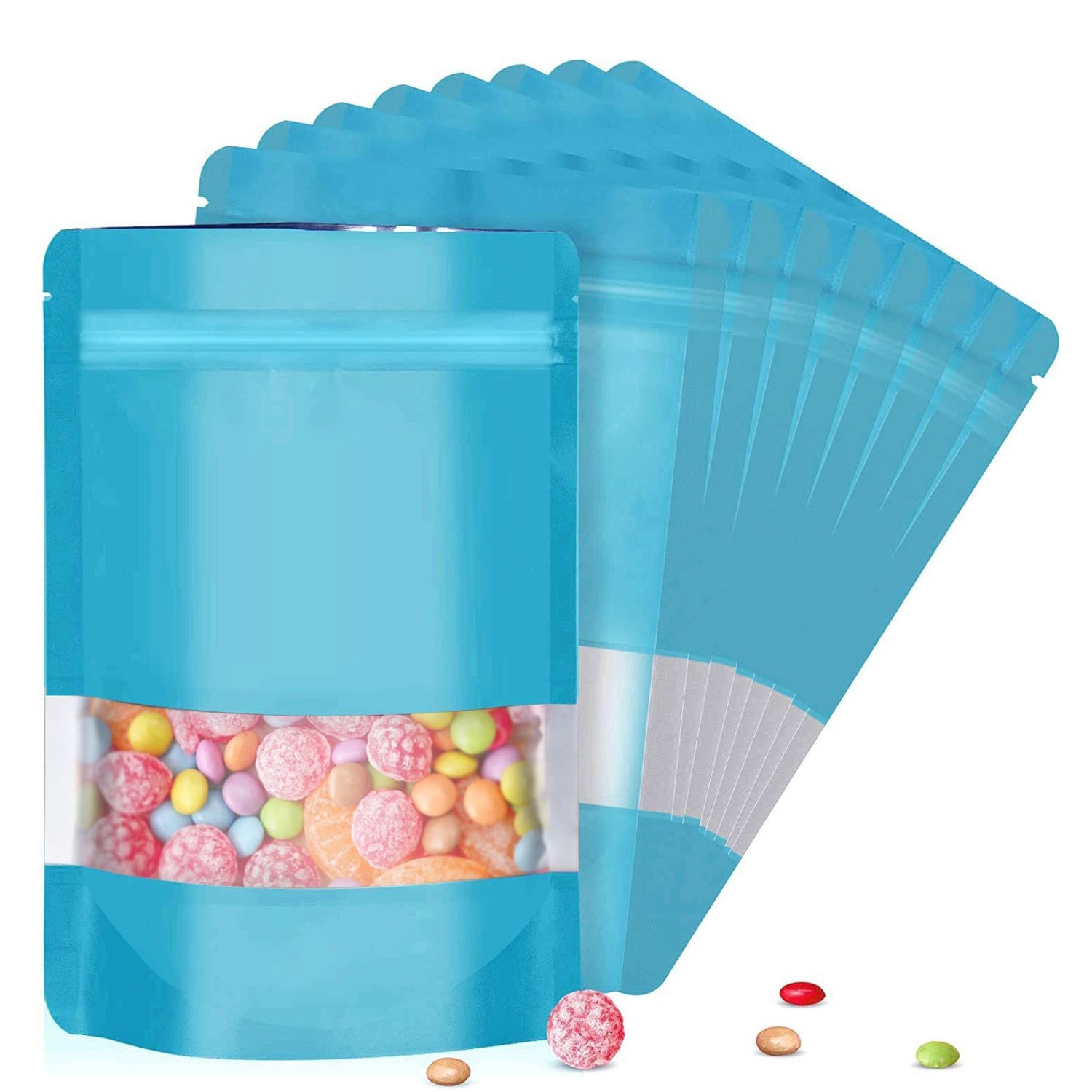Mylar Foil Food Storage Stand Up Zip Seal Pouch Smell Proof Bags with Window USA