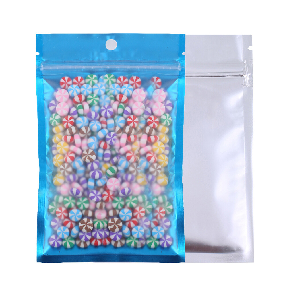 Flat Clear/Blue/Silver Mylar Zip Seal Bag Pouch with Hang Hole Variety QTY Sizes