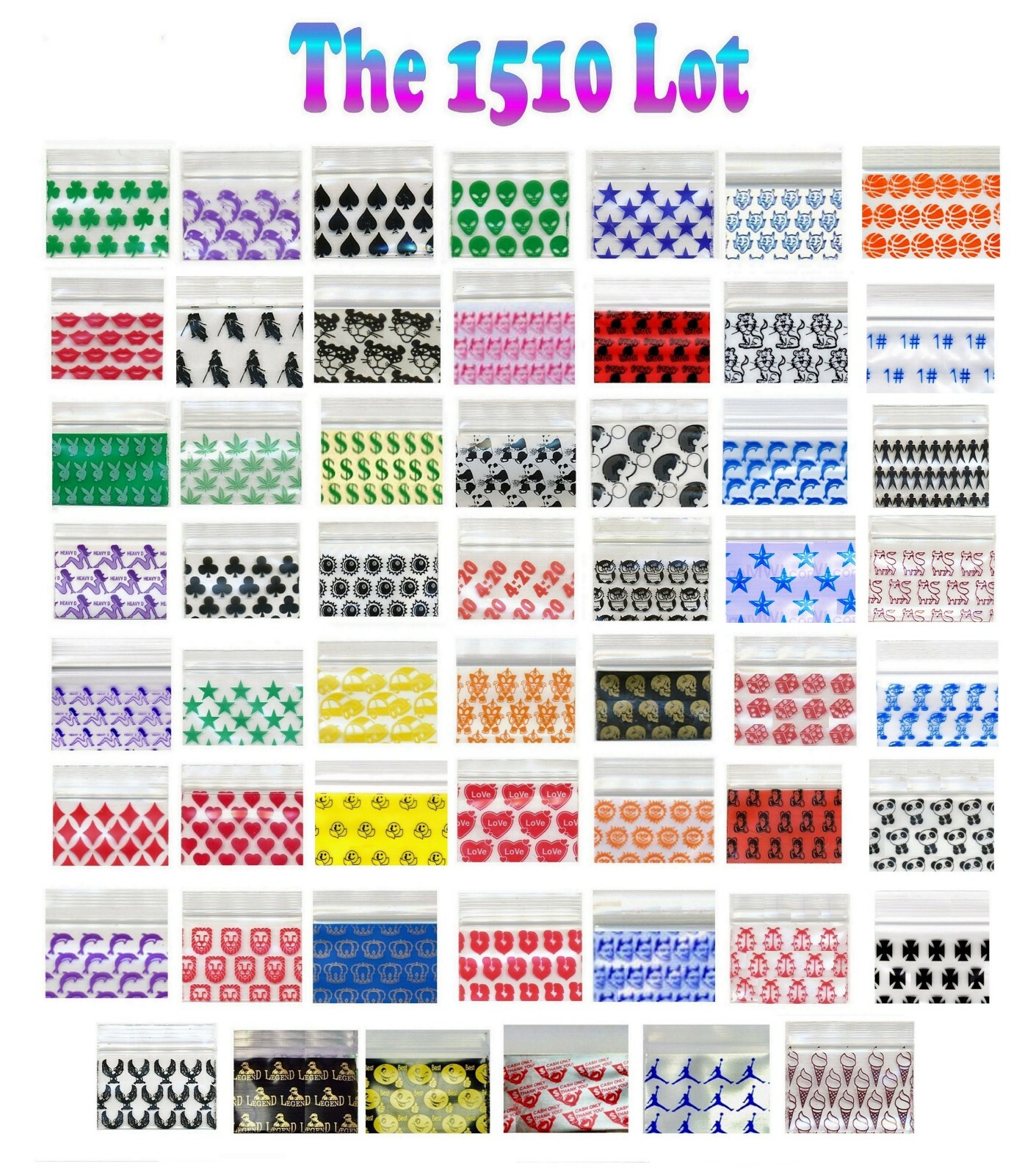 100 PACK BIG RED LIPS 1510 Apple Zip Baggies 1.5X1.0″ Mini Bags