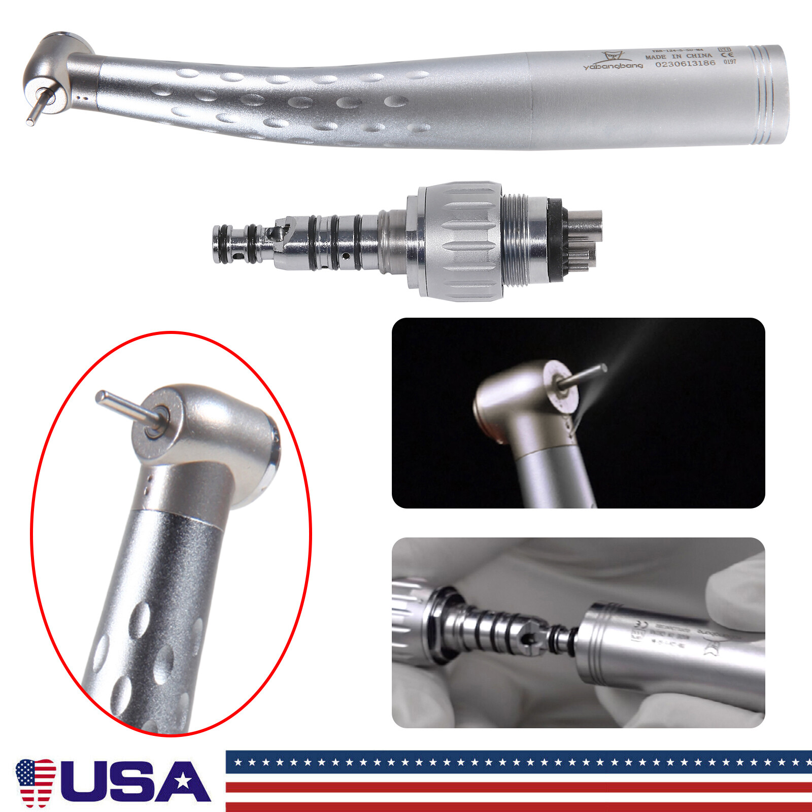 USA Dental High Speed Turbine Handpiece Standard Head w/ 4Hole Quick Coupler GB4