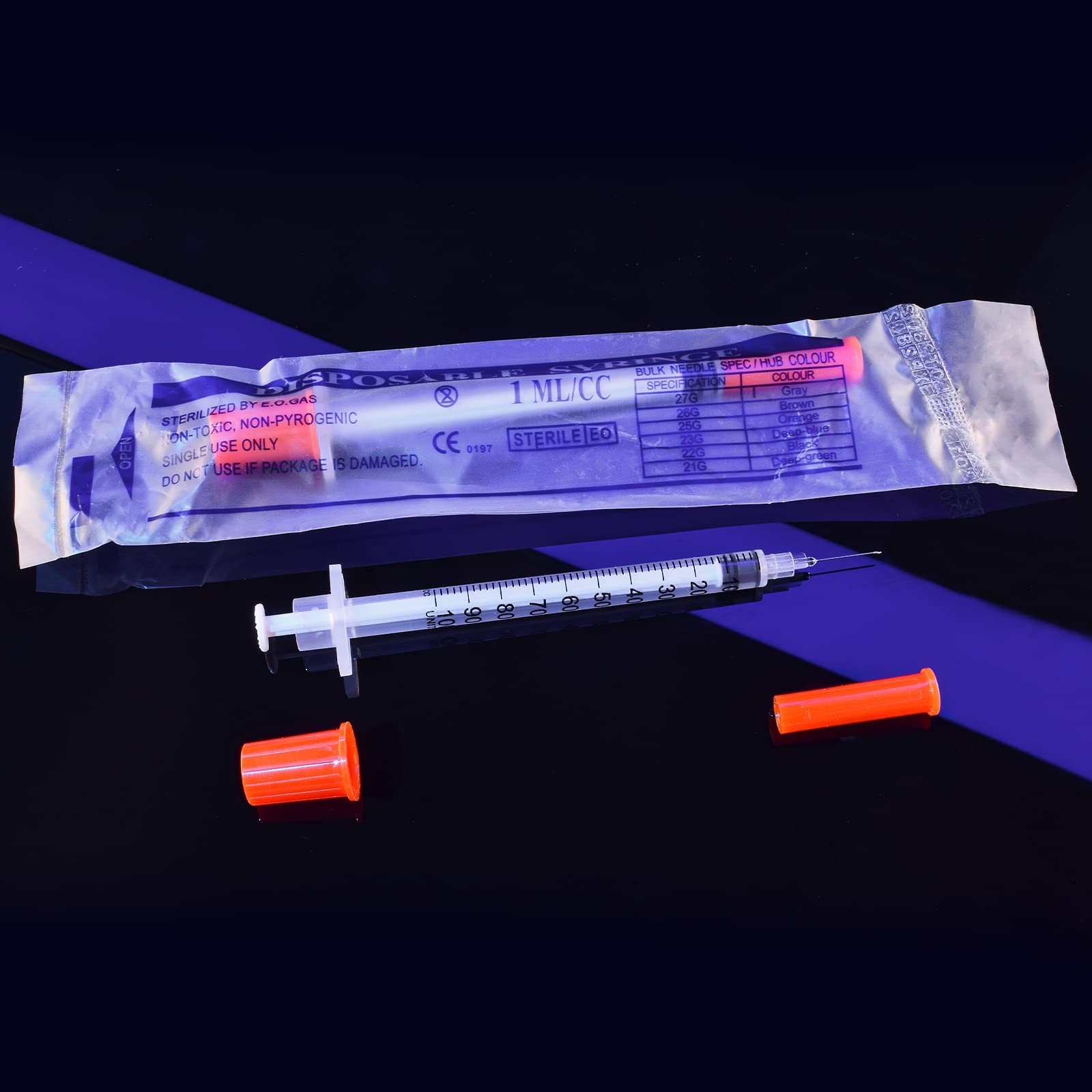 30G 1cc 1/2″ Syringe – Individual Package-100 Pack 1/2″, orange