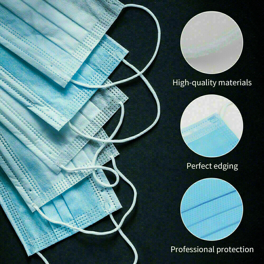50/100/500 3 Ply Ear loop Face Mask Non Medical Surgical Dental Disposable Masks