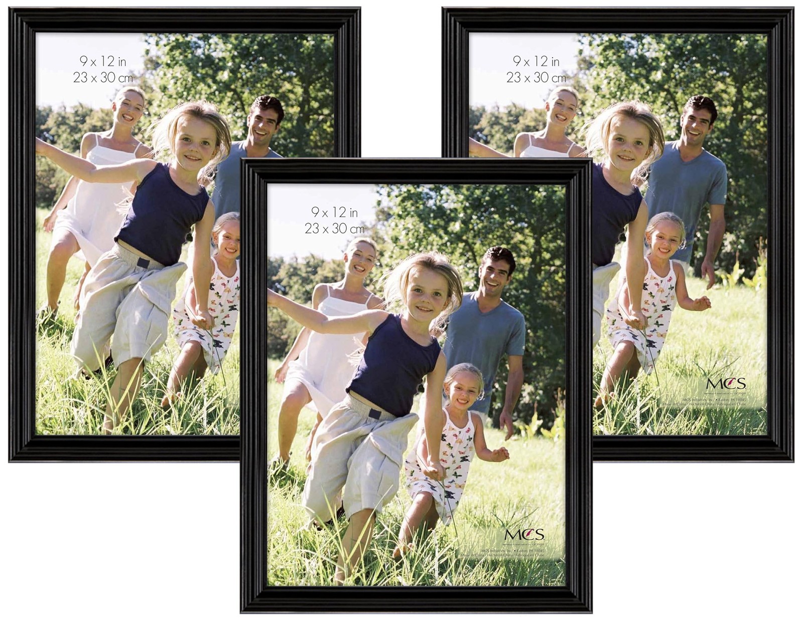 MCS 9×12 Inch Traditional Wood Frame, Black (65595) (Pack of 3)
