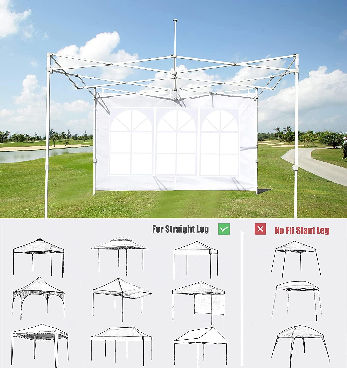 Scocanopy 3Pcs Sidewall Window For 8X8 Canopy Frame Black