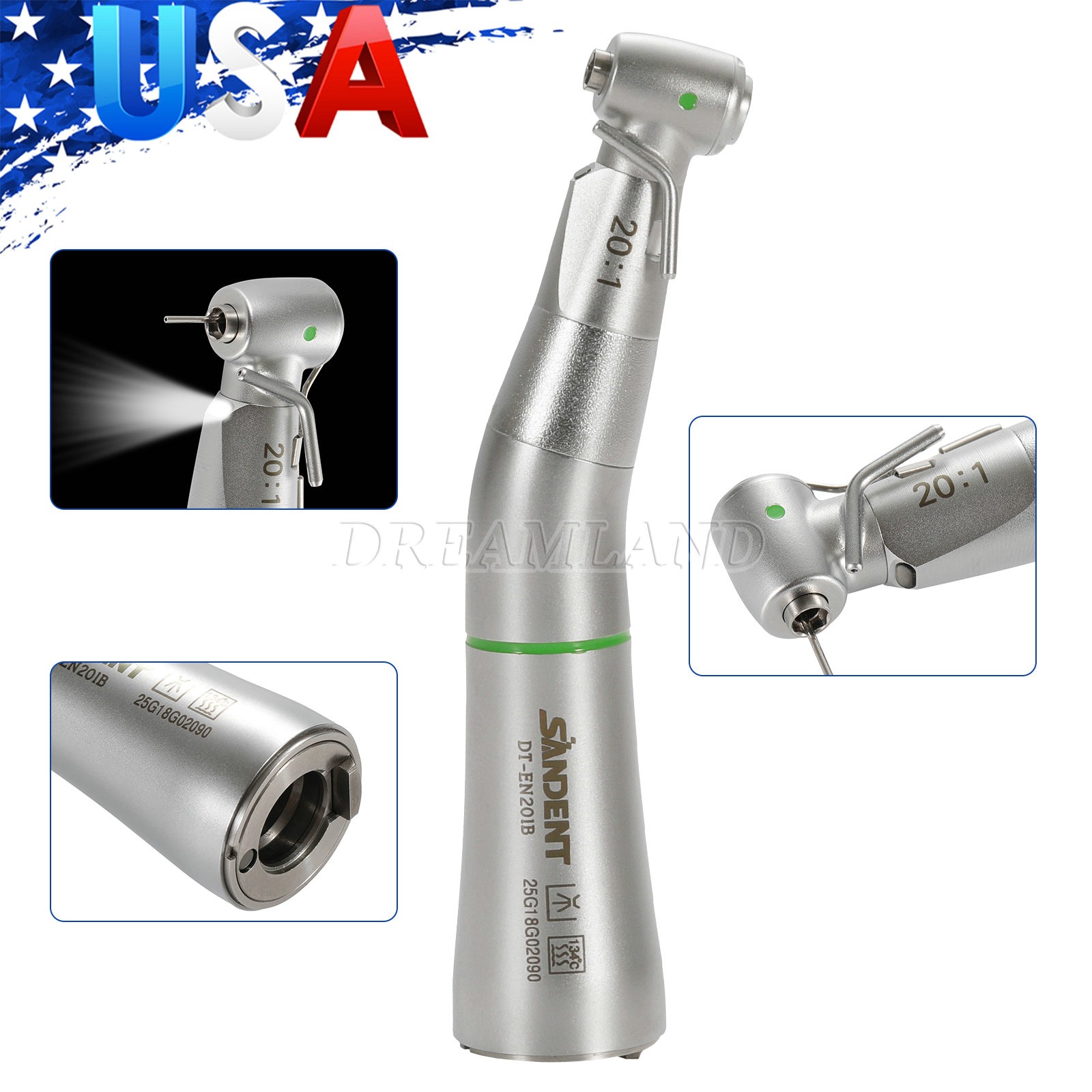 Dental Implant Handpiece 20:1 LED Contra Angle Fit Surgical Implant Motor