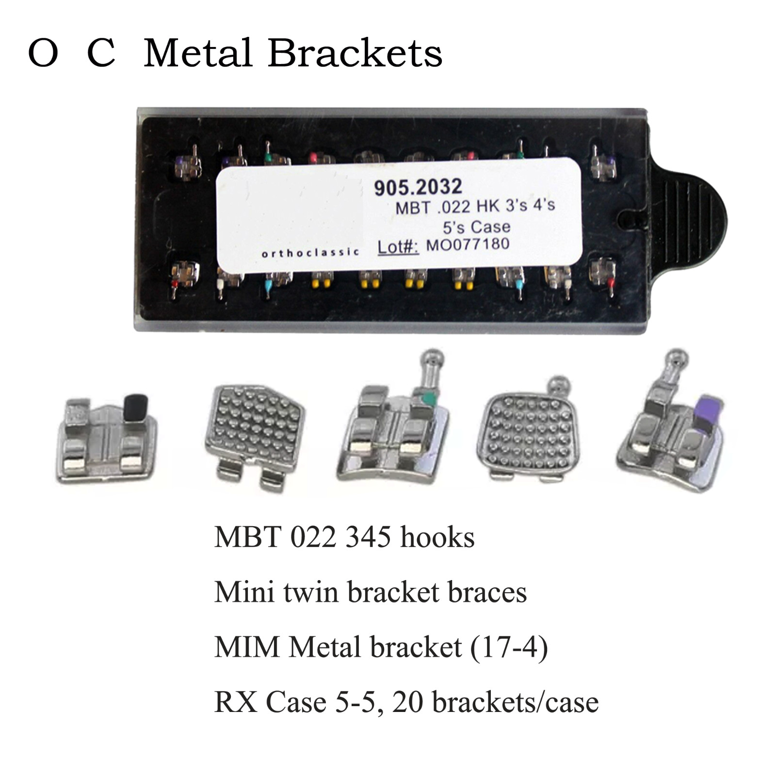 Dental Orthodontic Bracket Braces Metal MIM Mini Roth MBT 022 018 345 Hooks 5-5