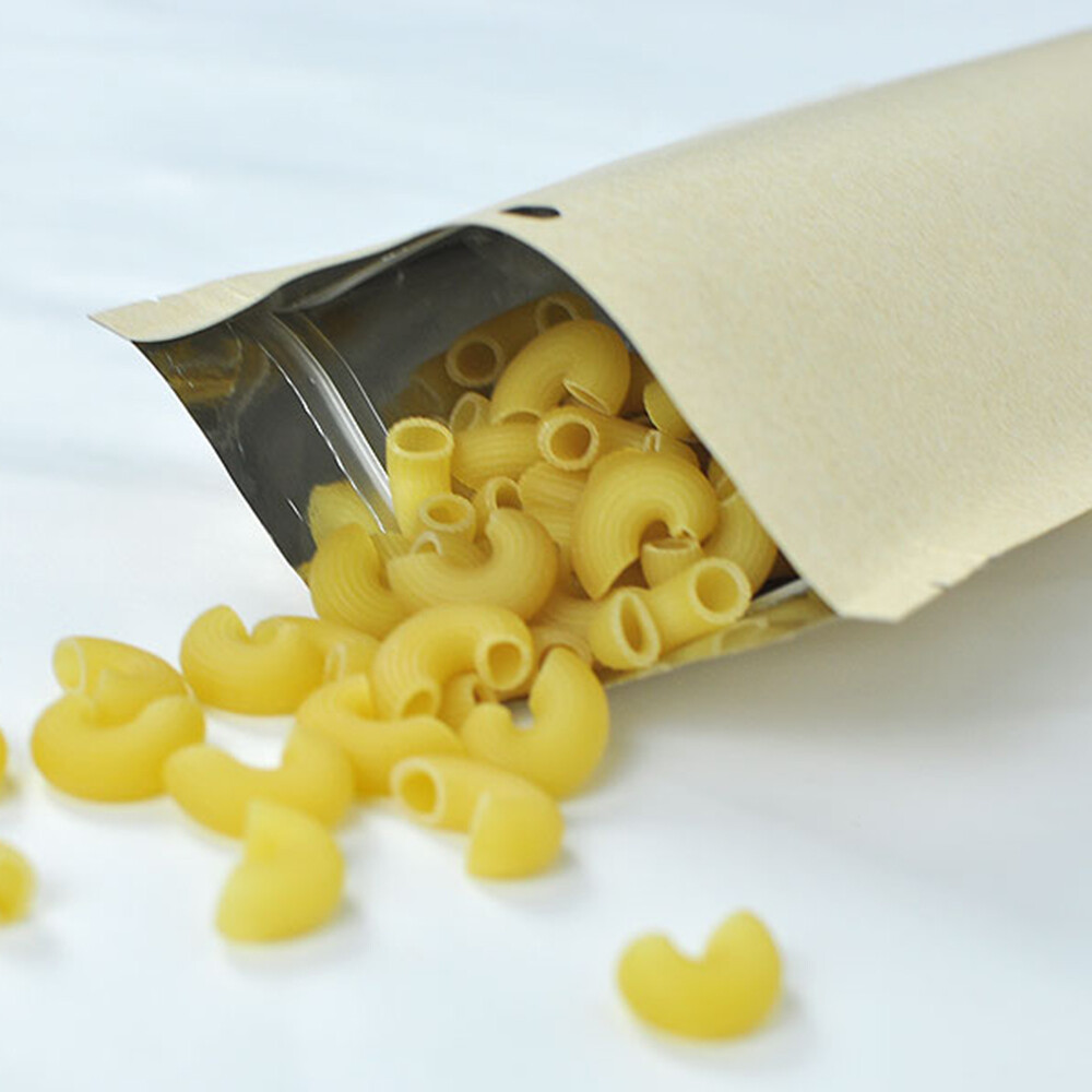 100 Kraft Paper Mylar Stand Up Pouch with Hang Hole Resealable Zipper Food Bags