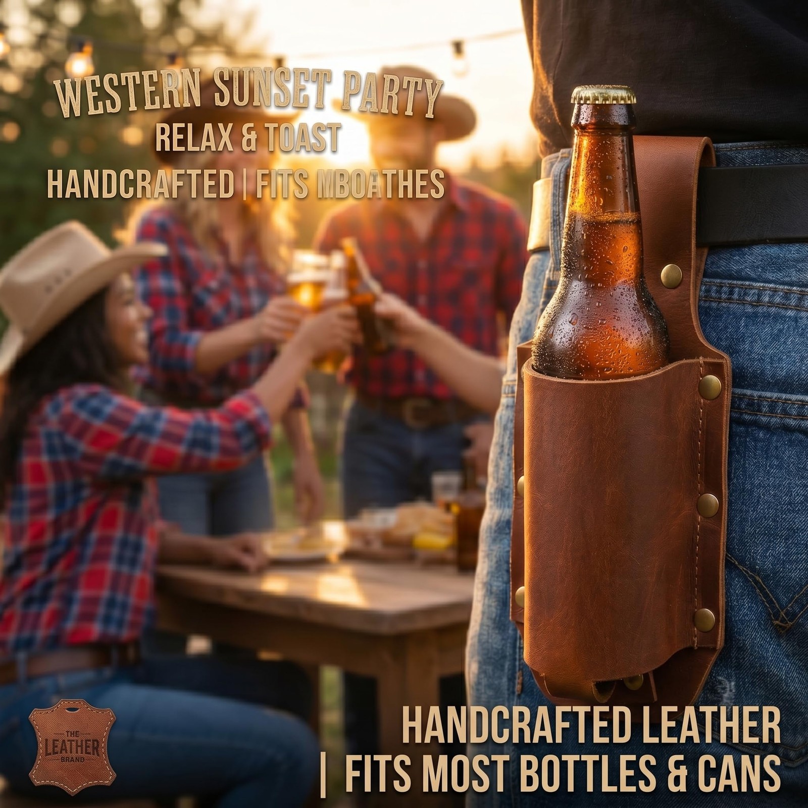 Beer Holder,Leather Beer Holster Bottle Holders,Beer Belt Holder Beer Gifts for