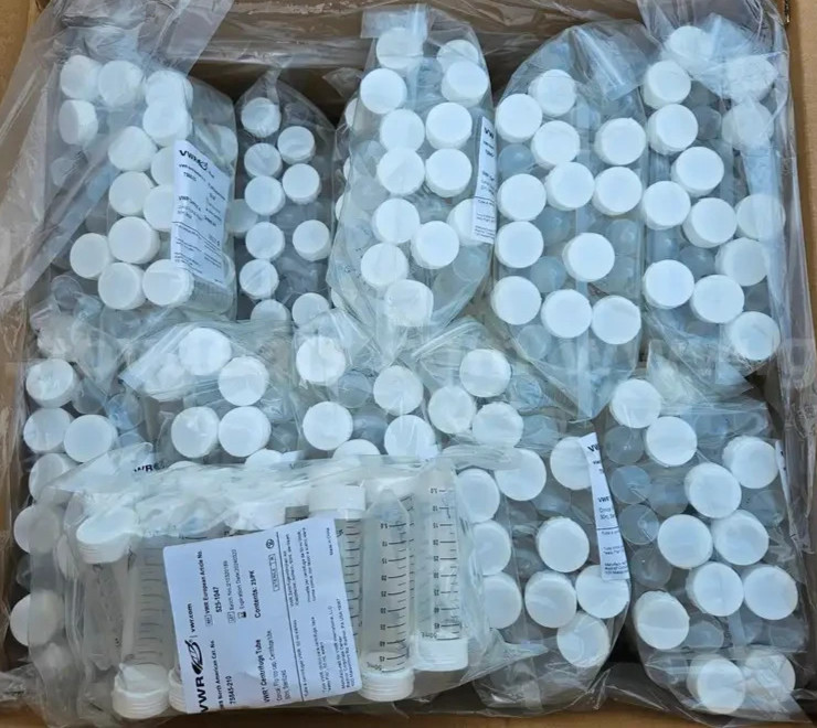 100x Lot 50 mL Sterile Conical Centrifuge Tube Flip Top Cap VWR