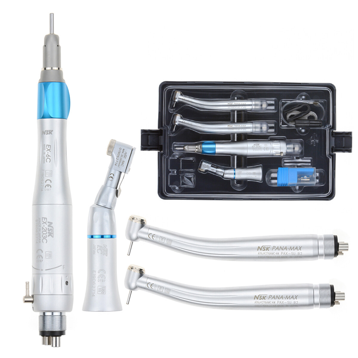 NSK Type Dental PANA MAX High Speed Handpieces Push Button +Low Speed EX203C 4H